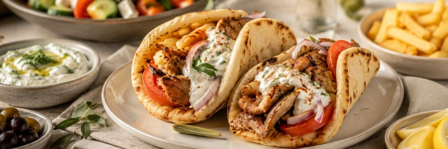 Pita Ekmeğiyle Servis Edilen Klasik Yunan Gyros Tarifi