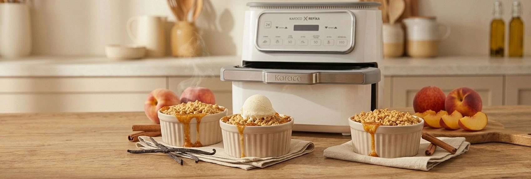 Airfryer'da Şeftalili Crumble Tarifi: Mevsim Meyvesinin En Pratik Hali