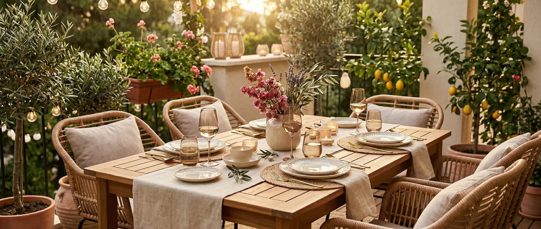 Balkon veya Bahçe İçin 4 Kişilik Yazlık Sofra Konseptleri