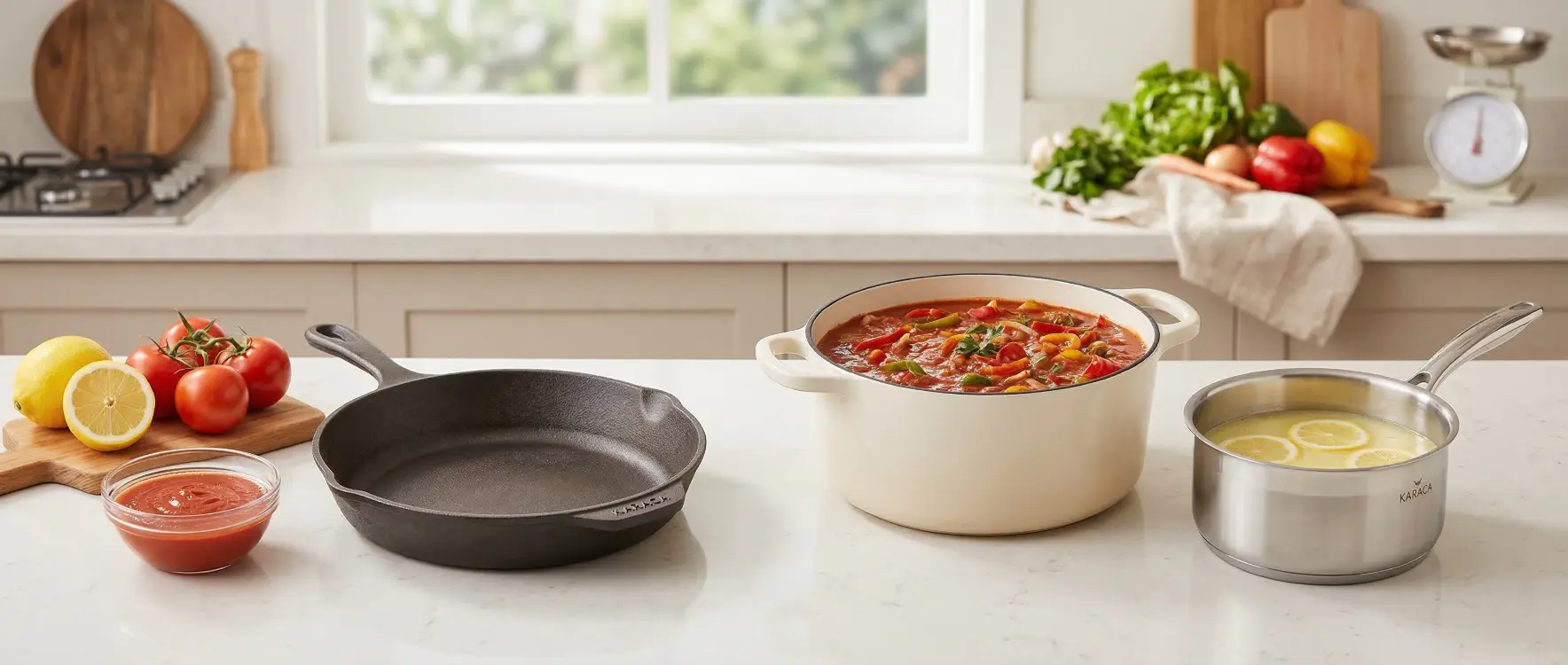 Domates Sosu ve Limonlu Yemekler Döküm Tavaya Zarar Verir mi?