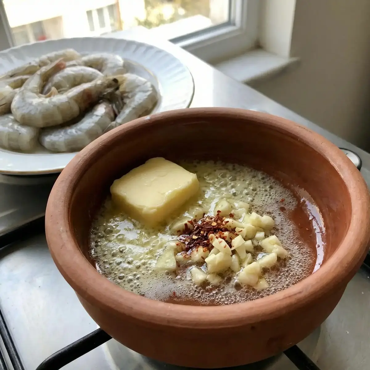 Güveçte Tereyağlı Karides