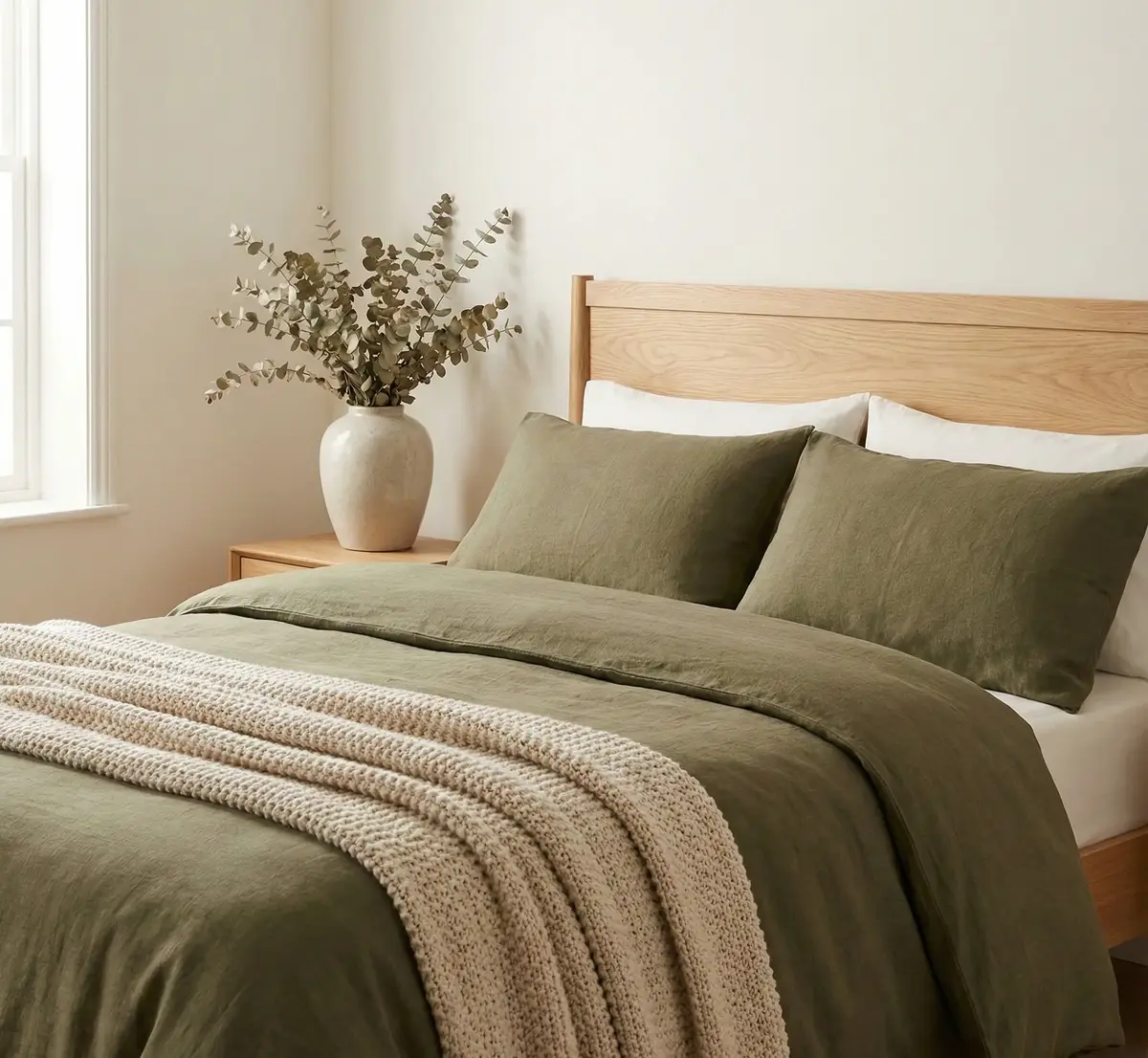 Haki Renk Yastık ve Yorgan