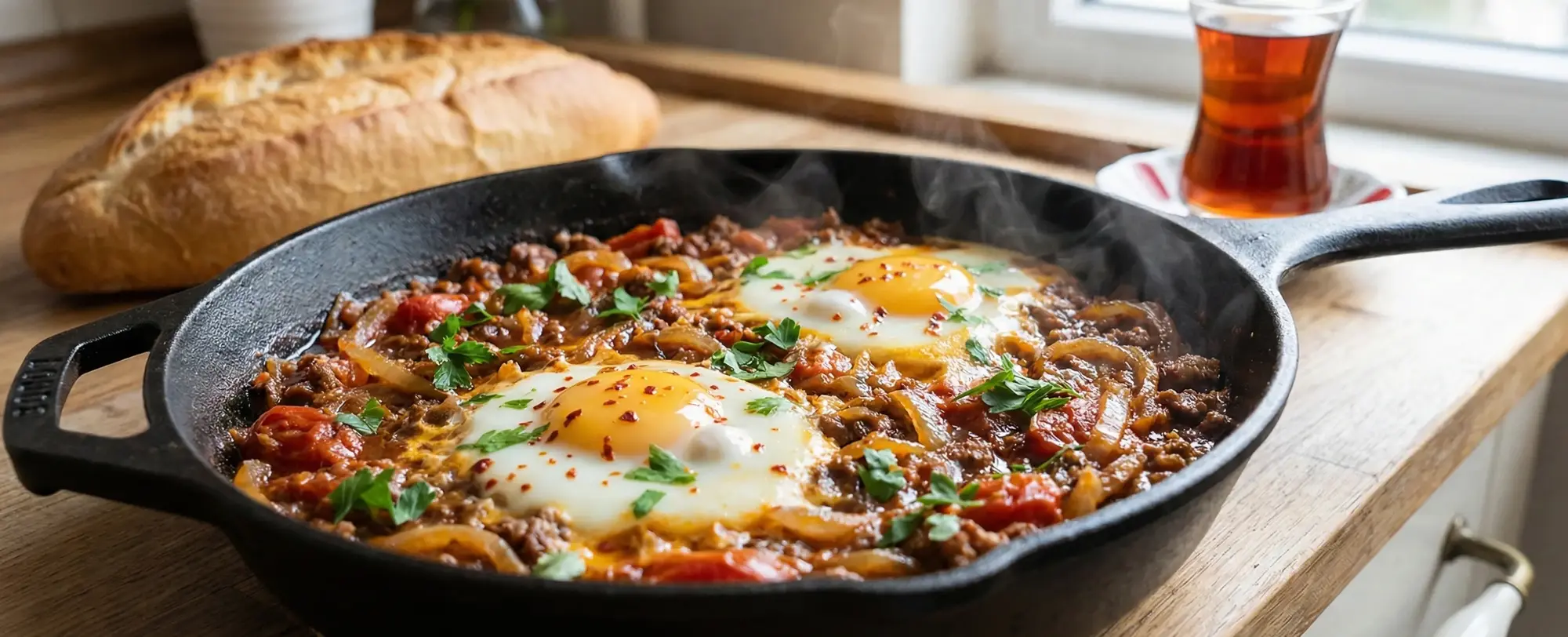 Pazar Kahvaltılarının Sultanı Kıymalı Yumurta Tarifi