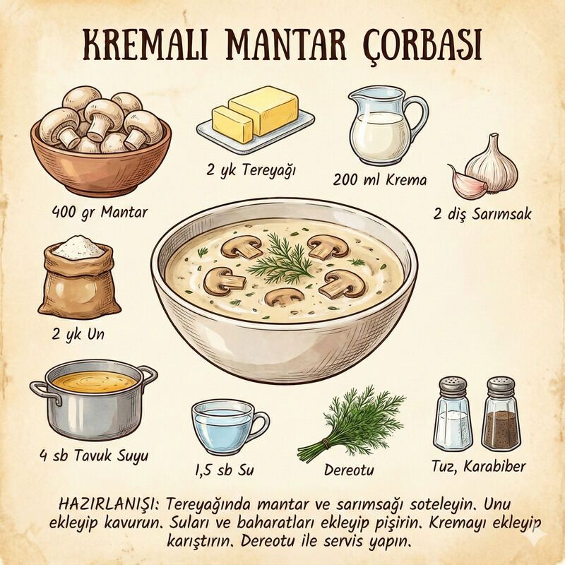Kremalı Mantar Çorbası Tarifi
