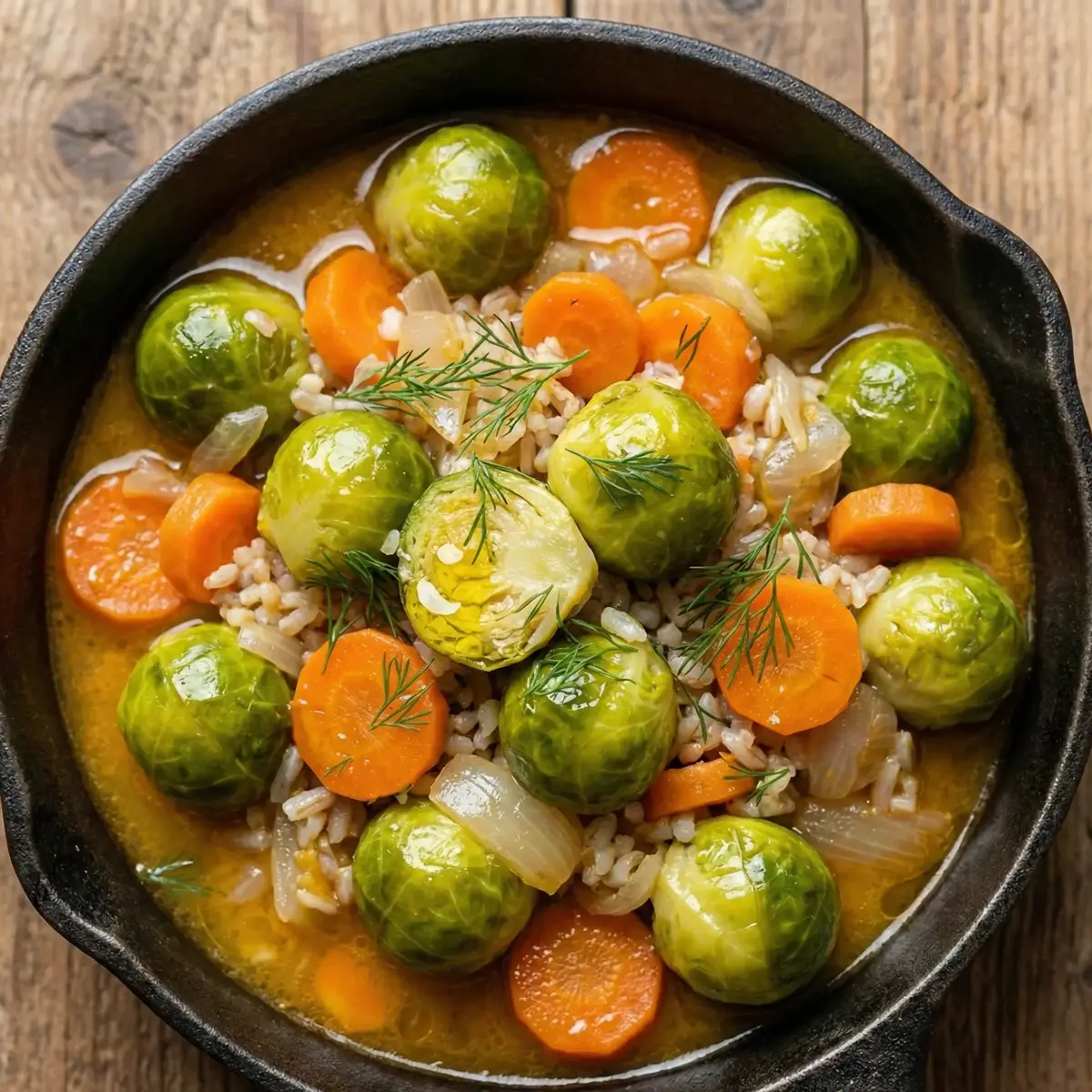 Portakal Soslu ve Pirinçli Brüksel Lahanası Yemeği