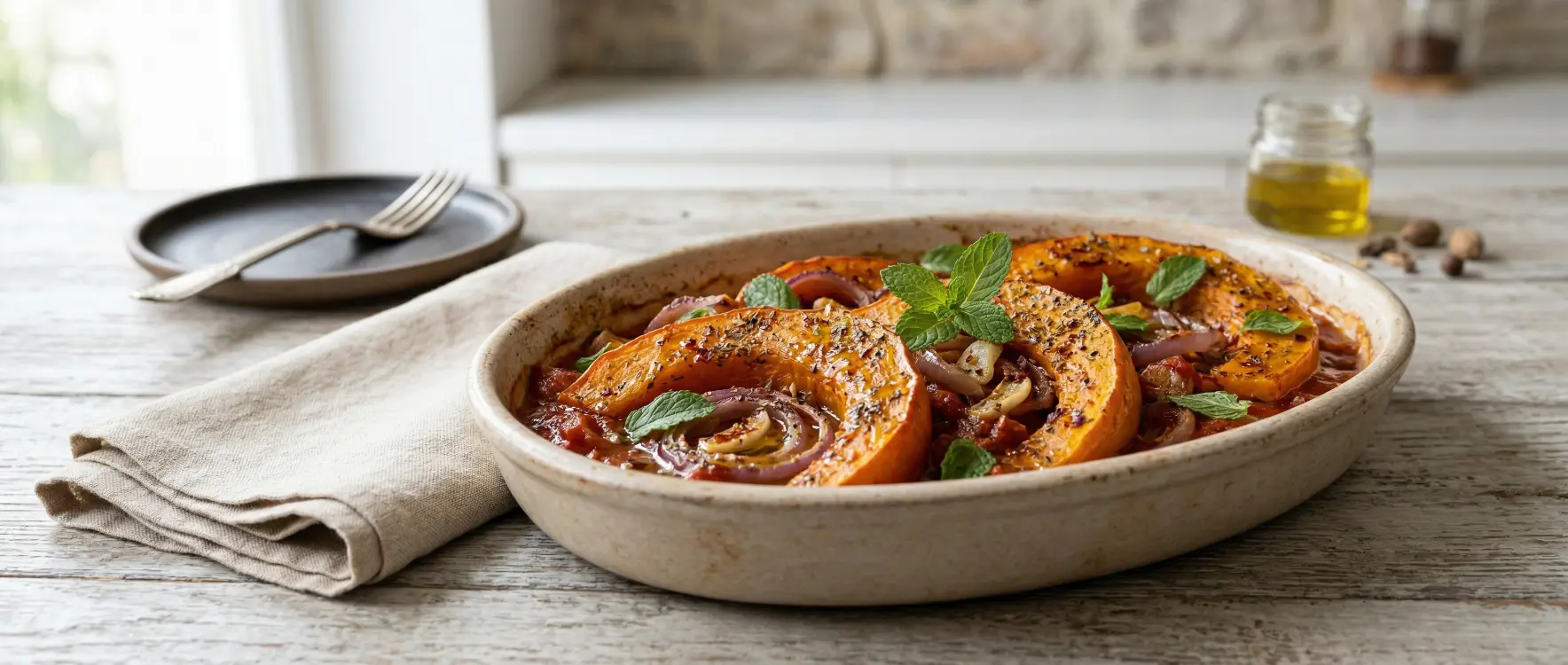 Fırında Zeytinyağlı Bal Kabağı Sinkonta Tarifi