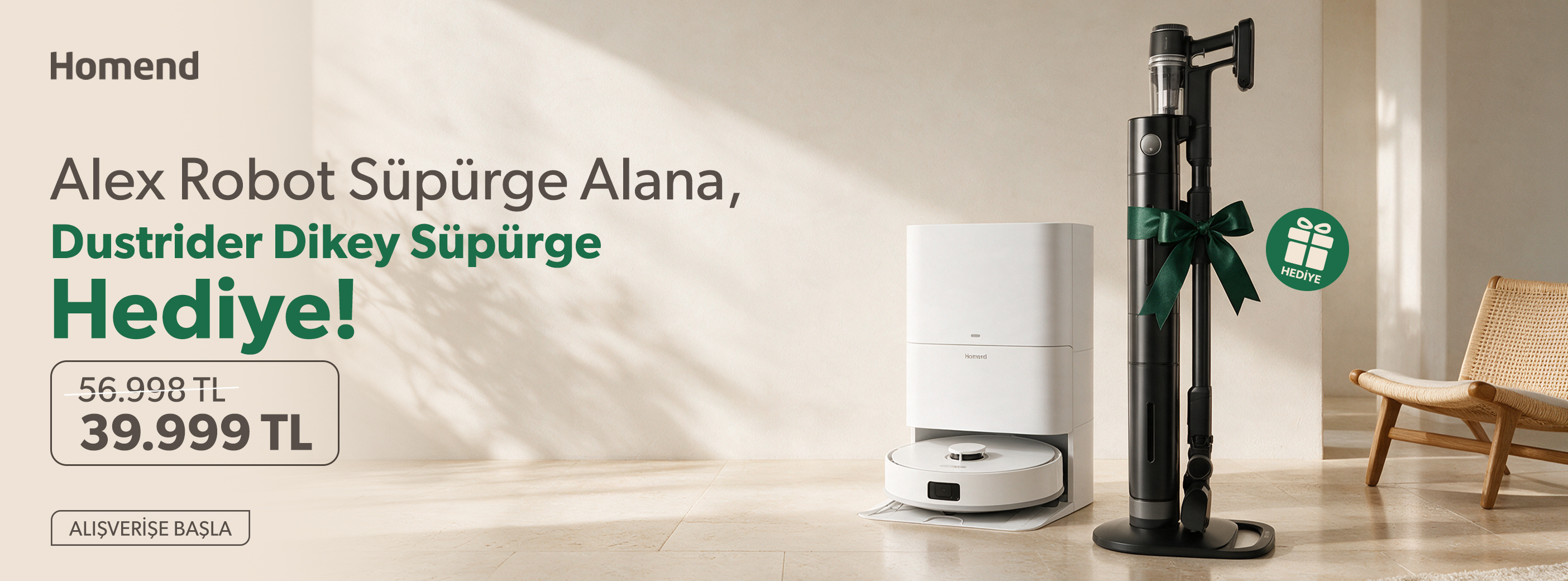 Homend Robot Süpürge Alana Şarjlı Süpürge Hediye