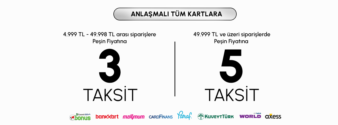 Seçili Tüm Kartlara Peşin Fiyatına 5 Taksit Fırsatı