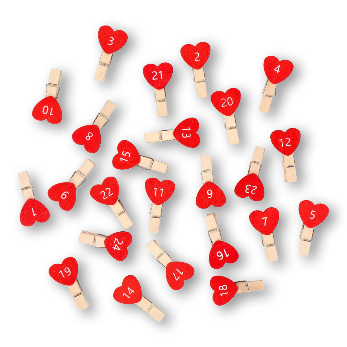 Flying Tiger Copenhagen 24'lü Kırmızı Kalpli Ahşap Mini Mandal Seti