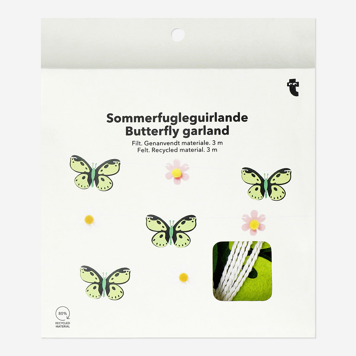 Flying Tiger Copenhagen Yeşil Kelebek Detaylı Dekoratif Duvar Süsü 3 m