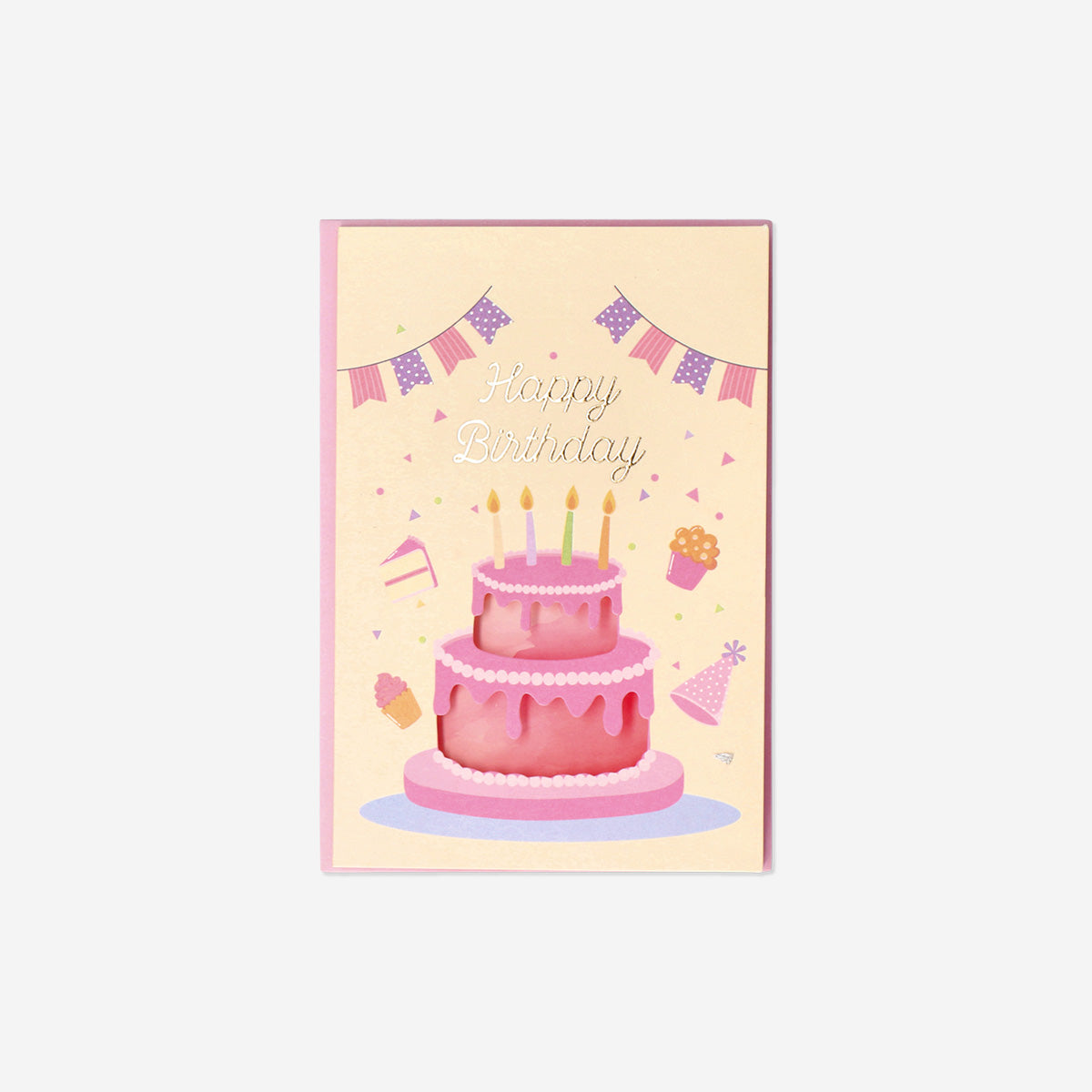 Flying Tiger Copenhagen Pembe Pasta Detaylı Doğum Günü Kartı