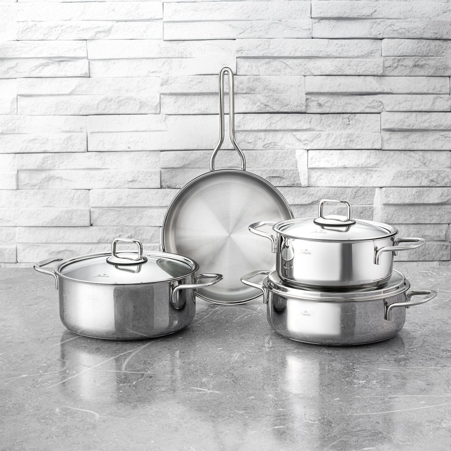 Jumbo Web New Lyon 7 Parça İndüksiyon Tabanlı Çelik Tencere Seti