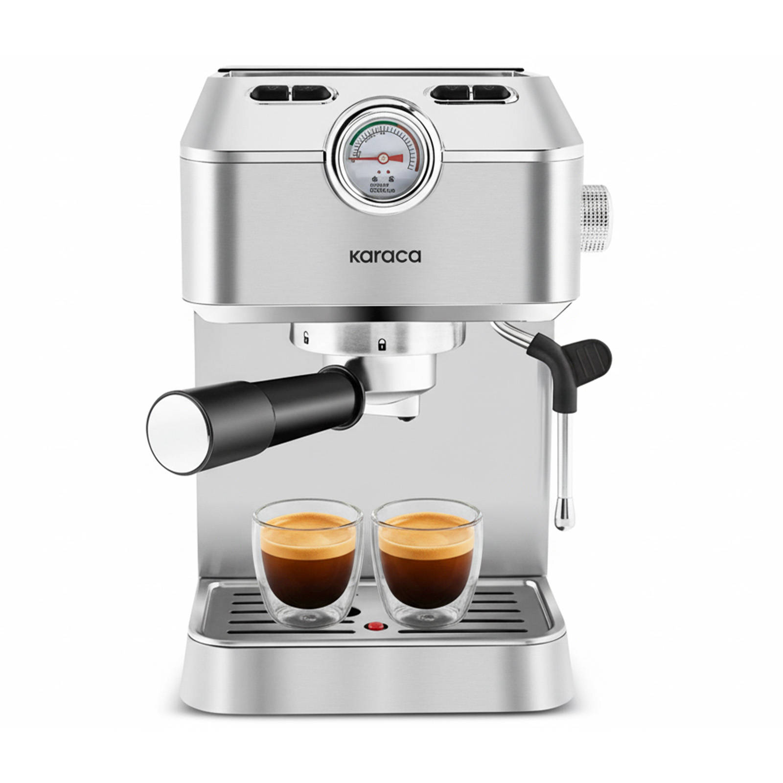 Karaca Coffee Art 1101 Süt Köpürtücülü, 20 Bar Basınçlı, Espresso, Latte, Cappuccino, Americano Makinesi Inox 1,5L 1100W