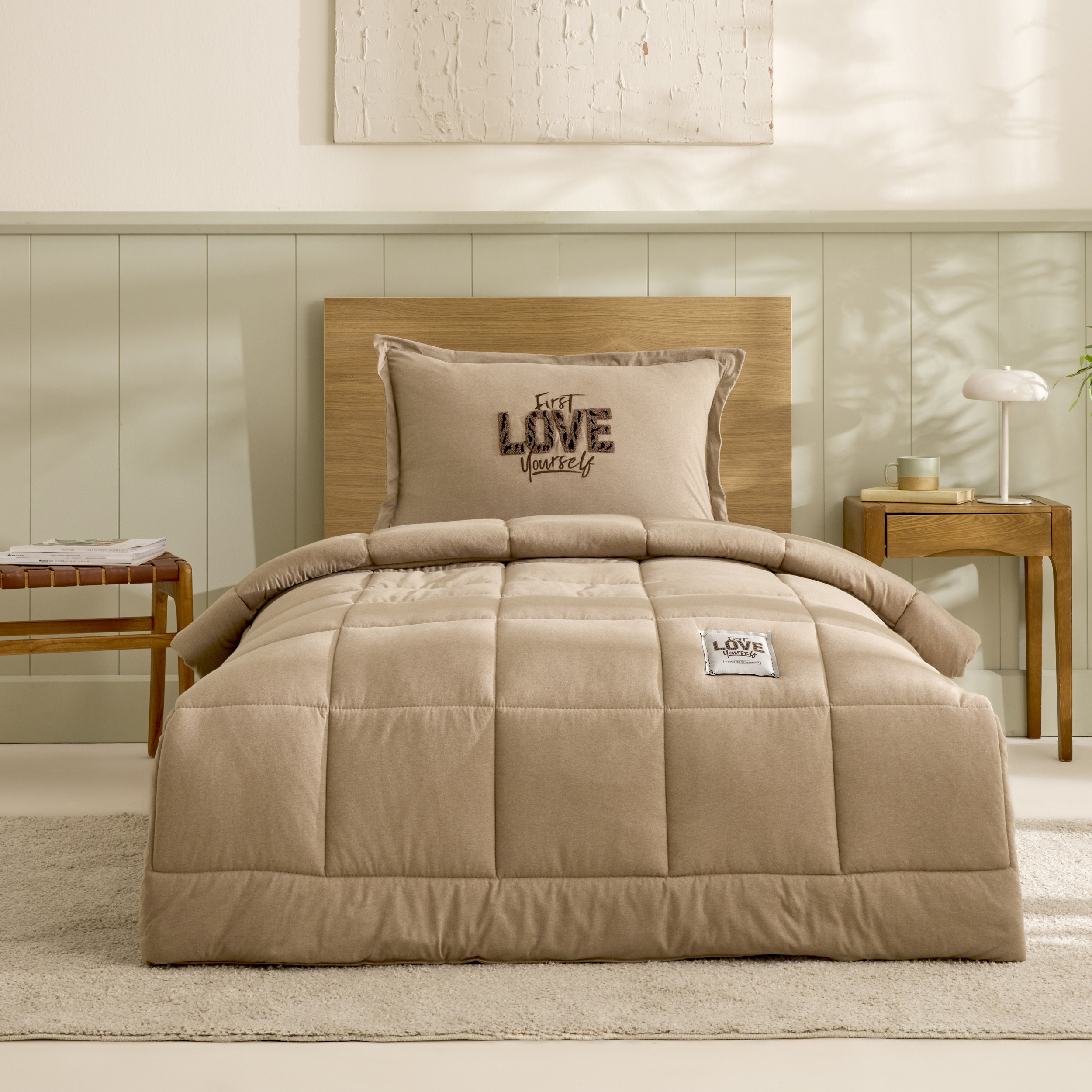 Karaca Home Motto Tek Kişilik Cotton Comfort Set/Uyku Seti Bej