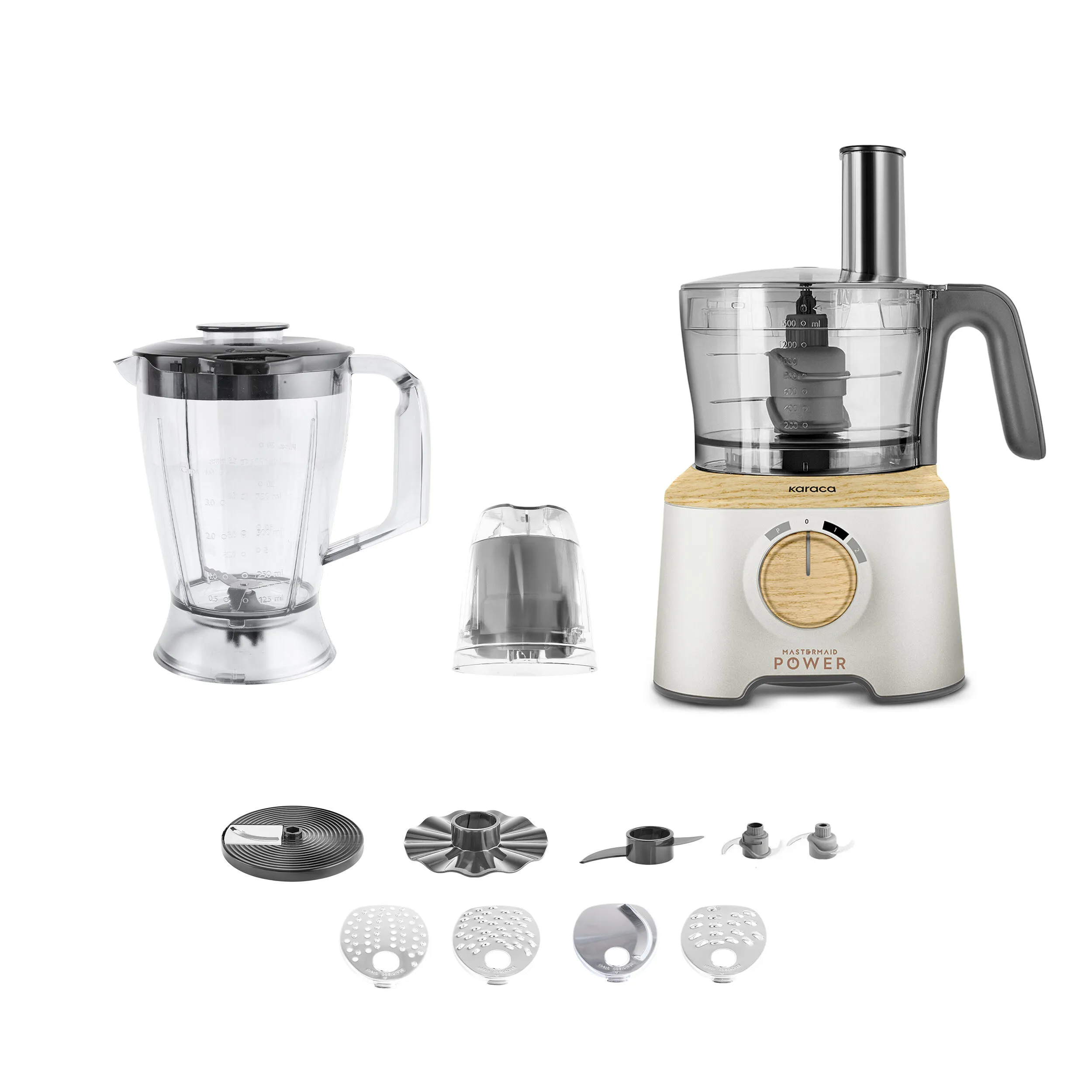 Karaca Mastermaid Power Multifunctional 10 in 1 Mutfak Robotu 2000W Wood Craft