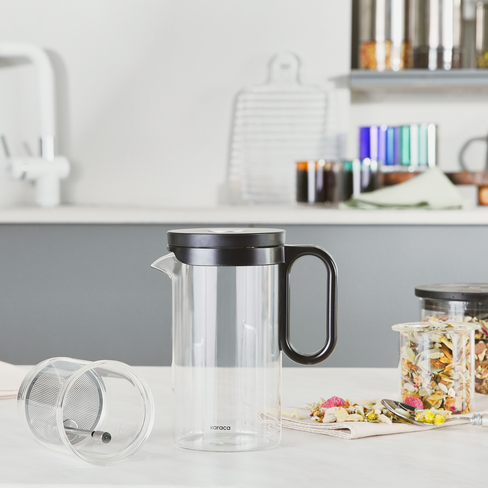 Karaca Brewy Tea Borosilikat Cam French Press 500 ml