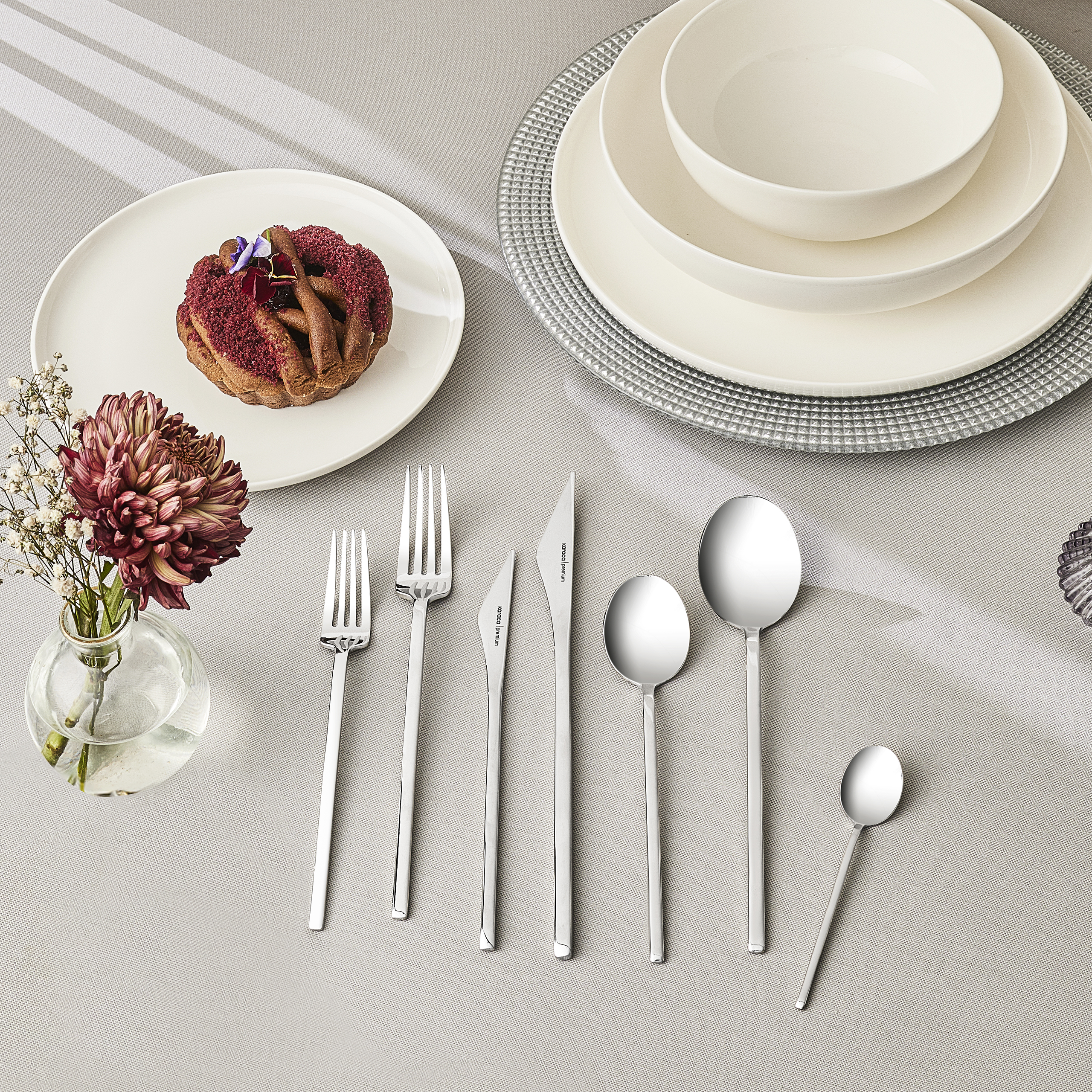 Karaca 316 Premium Look Platin 12 Kişilik 84 Parça Çatal Kaşık Bıçak Takımı 