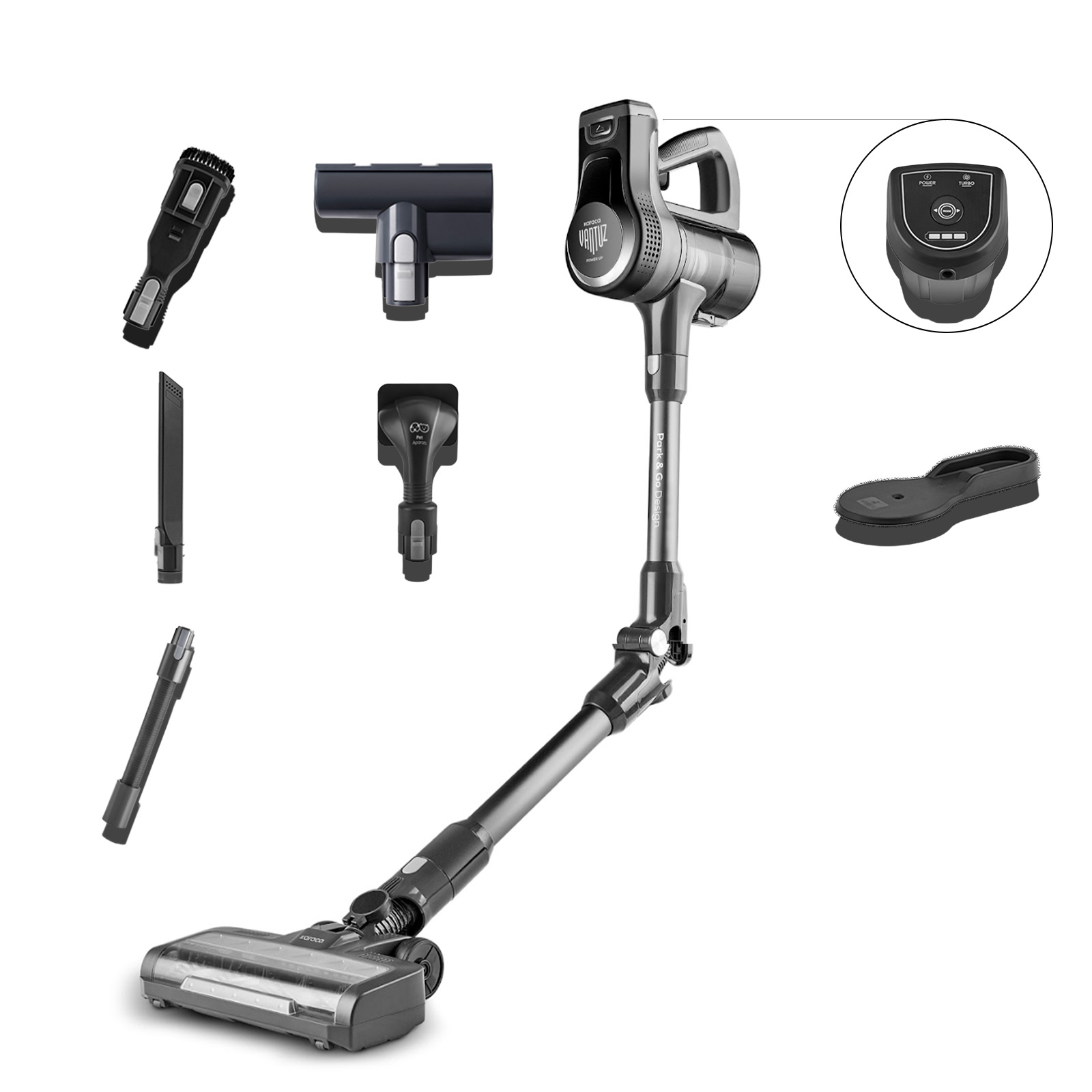 Karaca Vantuz Power Up Pro Dikey Süpürge Black Chrome