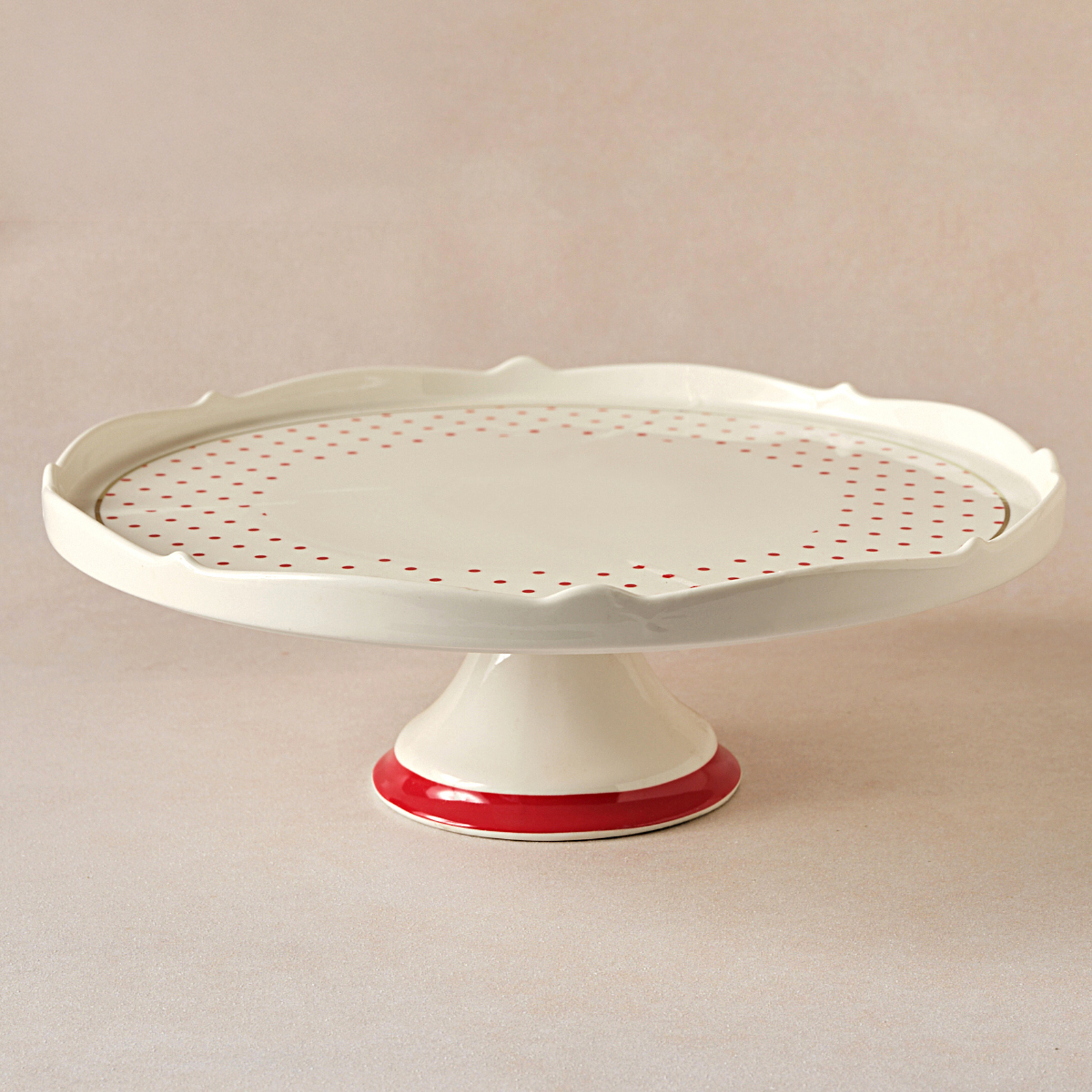 Karaca New Romantic Puantiyeli Kek Standı 30 Cm Kırmızı