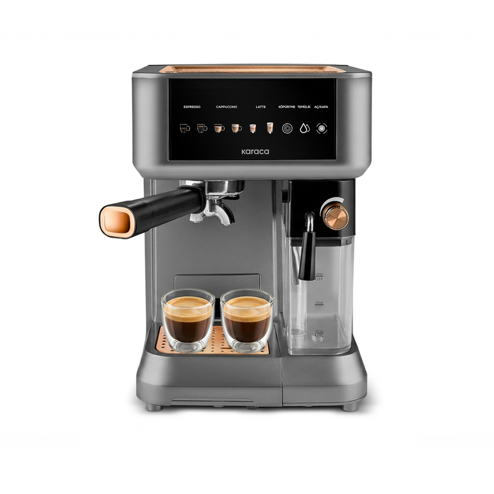 Karaca MyCaffe Barista S10 Entegre Süt Hazneli, Espresso, Latte ve Cappuccino Makinesi Copper