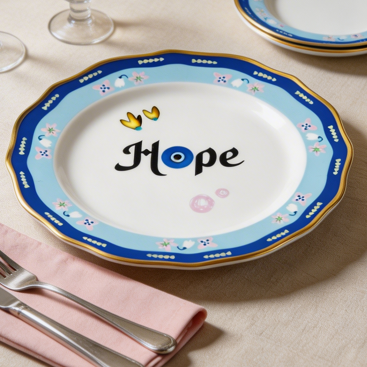 Baci Milano Mamma Mia Hope Yazılı Pasta Tabağı 16 cm