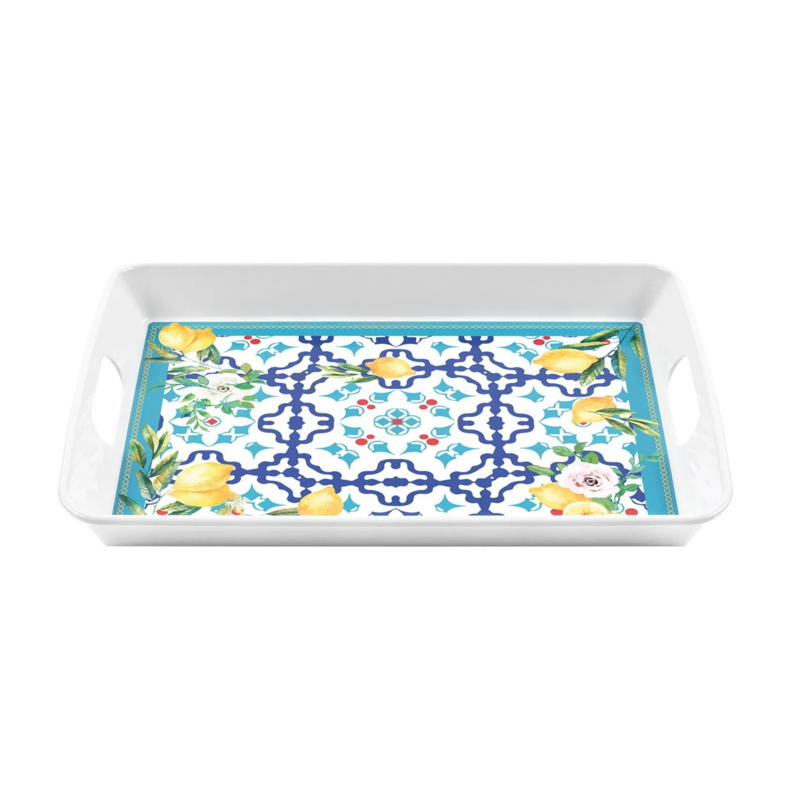 Guzzini Flower&Lemon Dikdörtgen Tepsi Melamin 47,7 x 34 cm