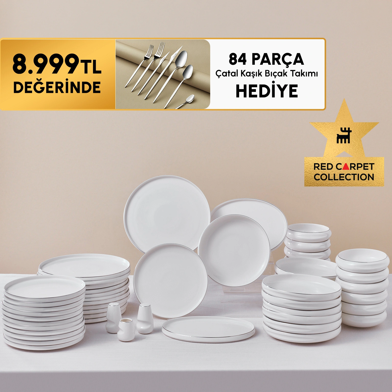 Karaca Red Carpet Collection Stream Bone Sunset 53 Parça 12 Kişilik Yemek Takımı Platin