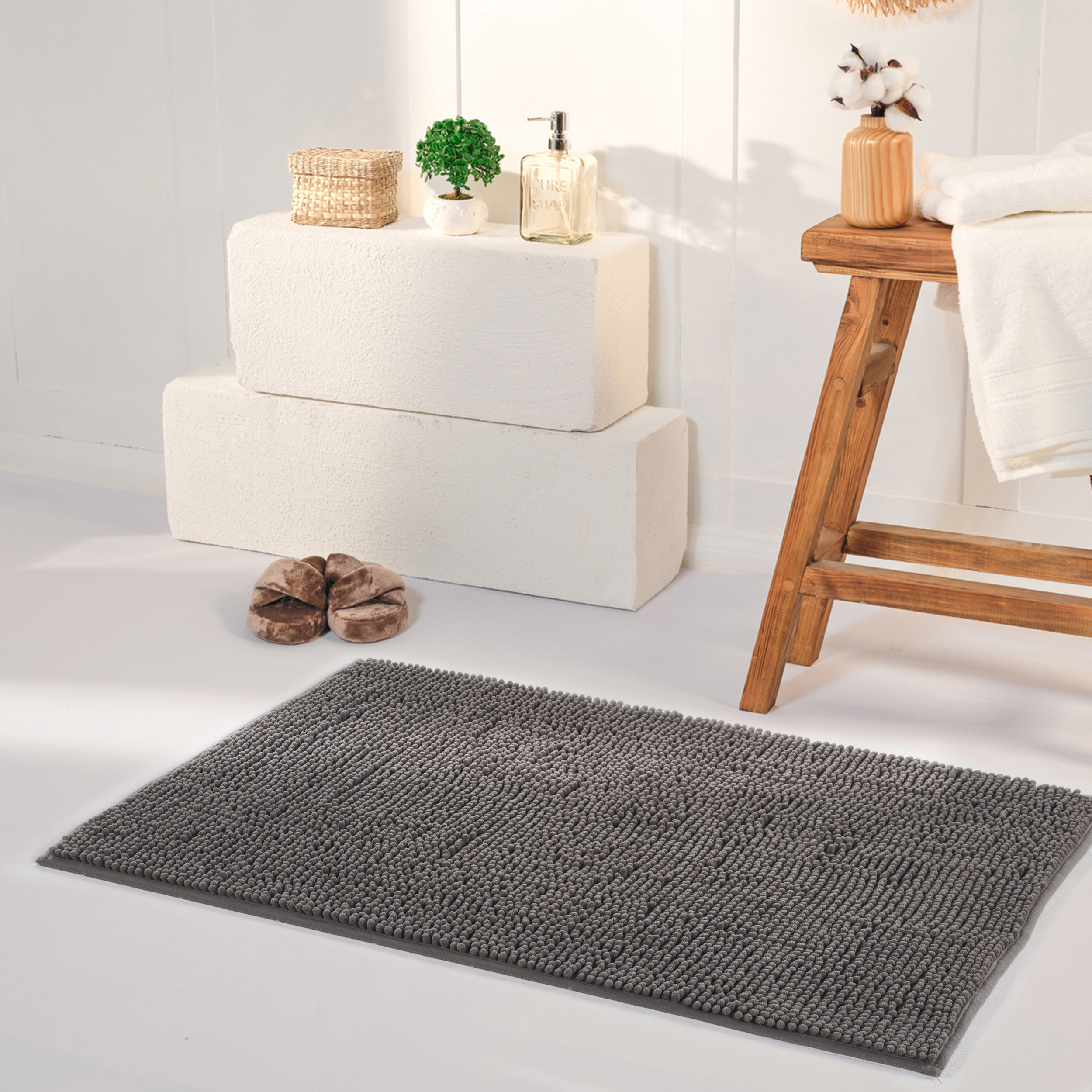 Kaşmir Home Soft Makarna Banyo Paspas Antrasit 60x100 cm