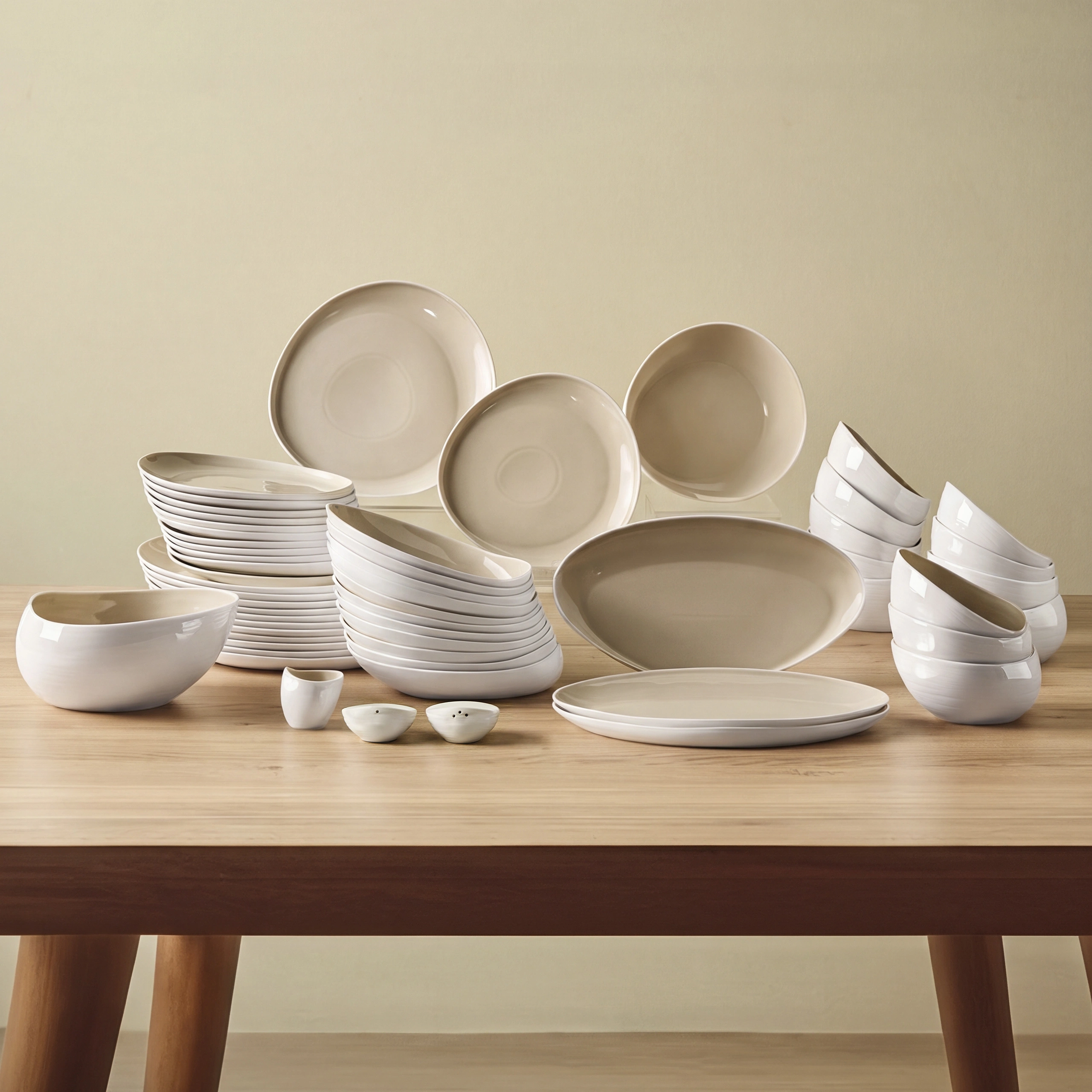 Karaca Earth Collection Rise 55 Parça 12 Kişilik Yemek Takımı Plus Krem
