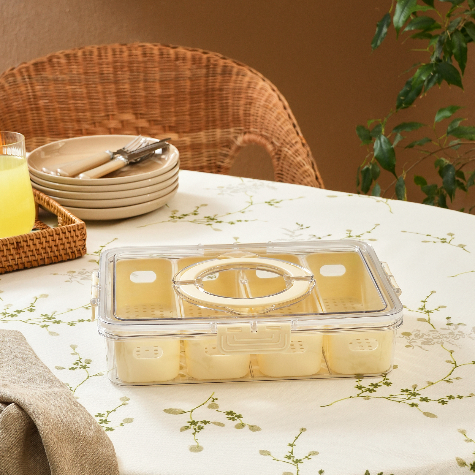 Karaca Suzi 4 Dik Bölmeli Taşınabilir Dikdörtgen Saklama Kabı