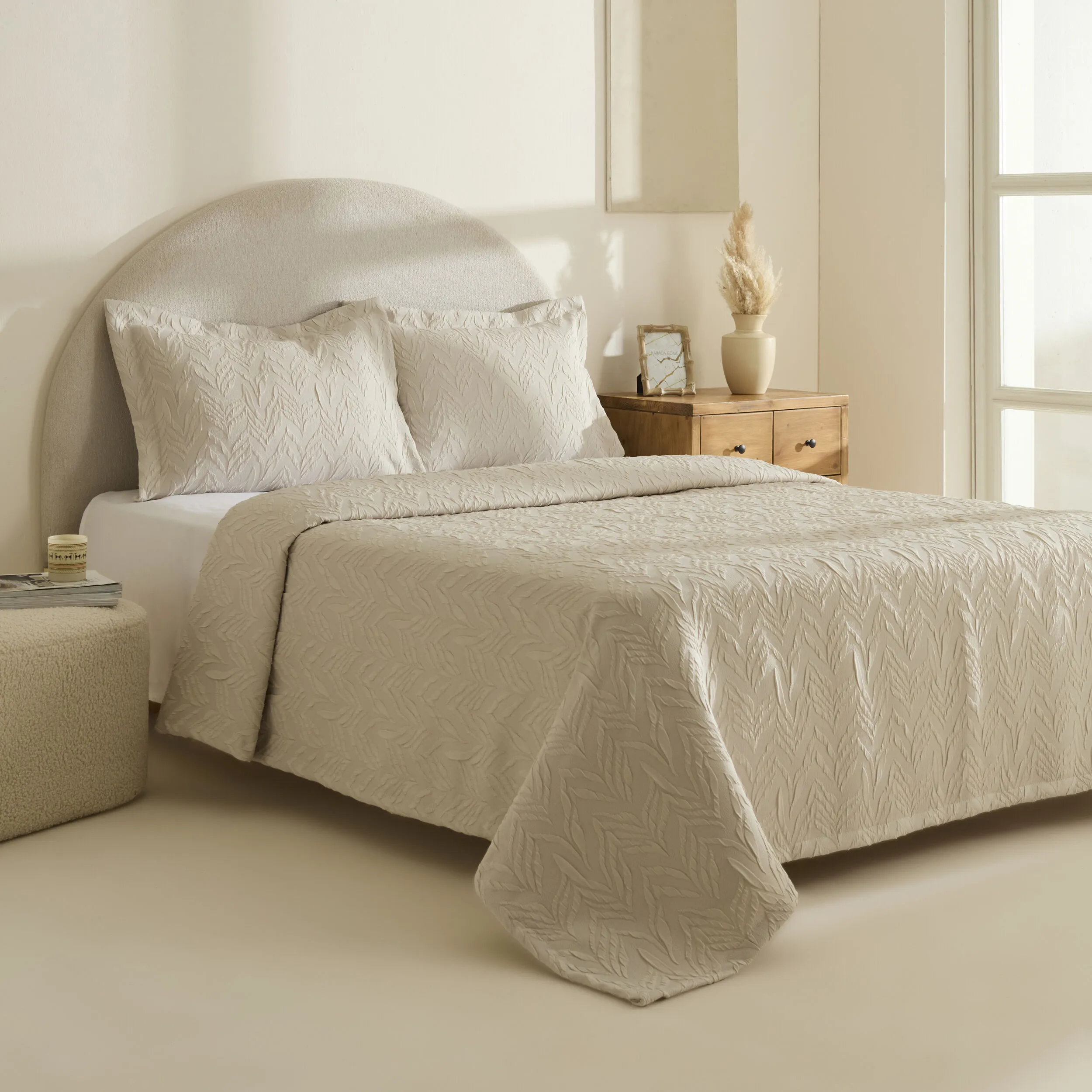 Karaca Home Hollie Çift Kişilik Yatak Örtüsü Taş