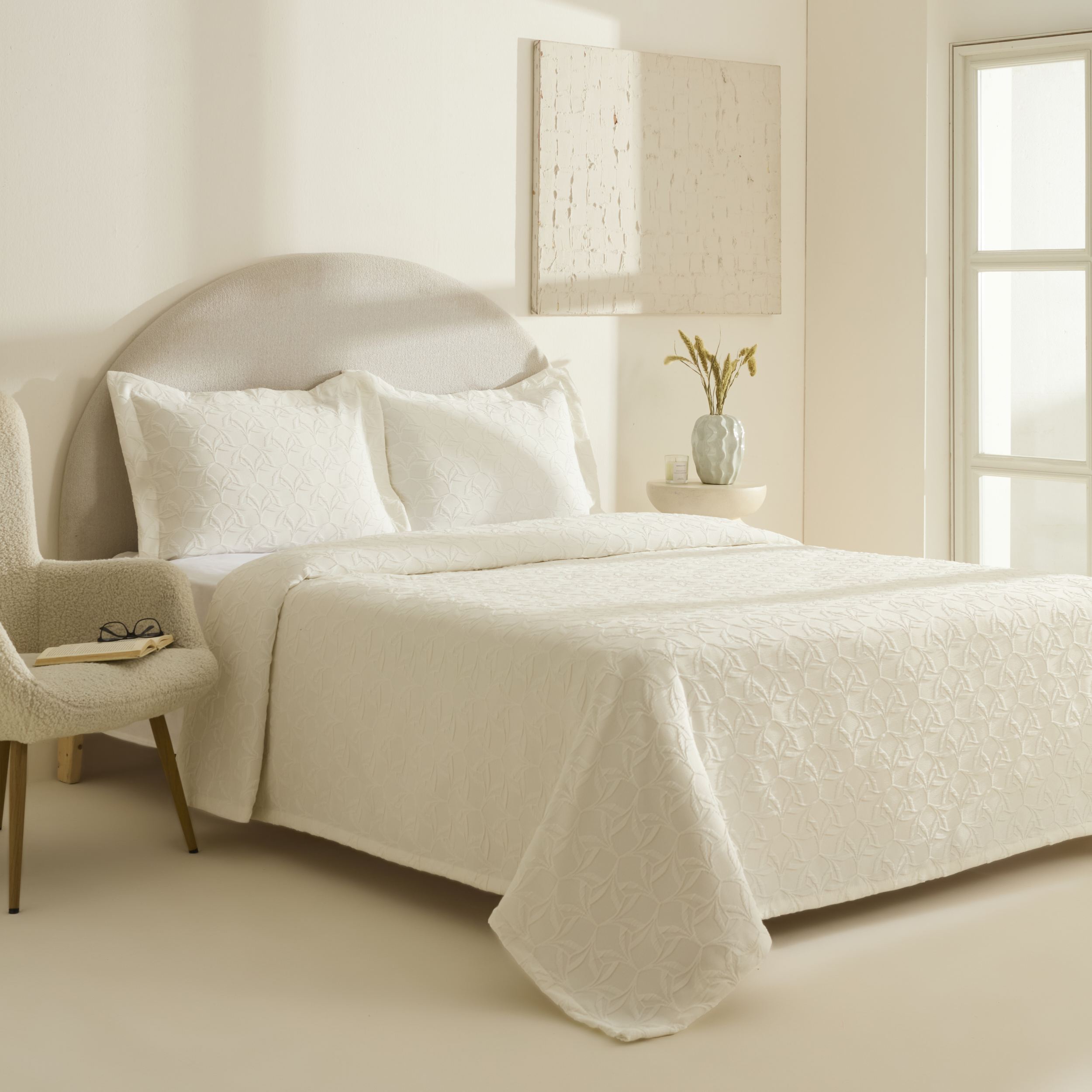 Karaca Home Hempton Çift Kişilik Yatak Örtüsü Ekru