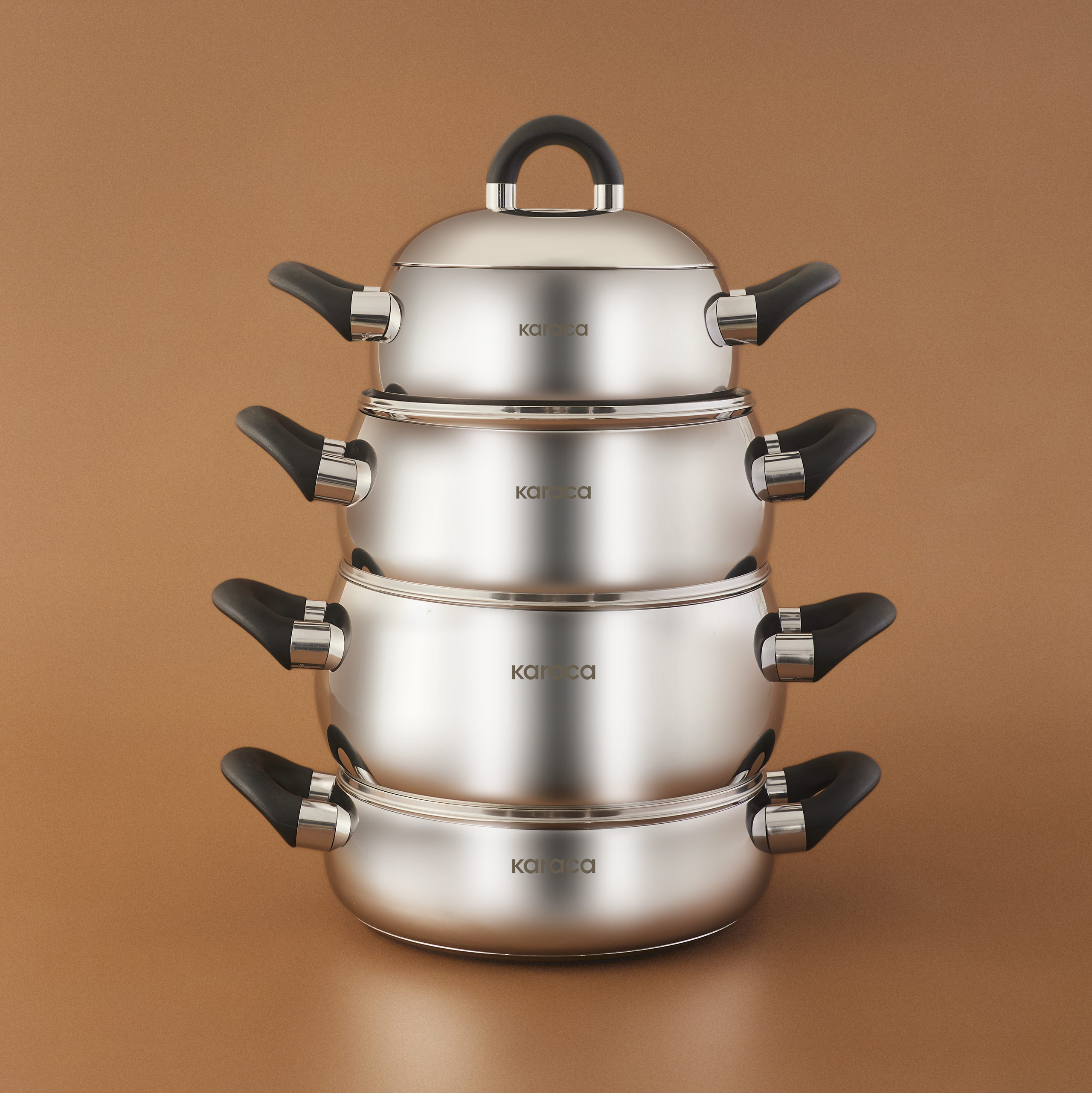 Karaca Fuji 316+ İndüksiyon Tabanlı 8 Parça Çelik Tencere Seti