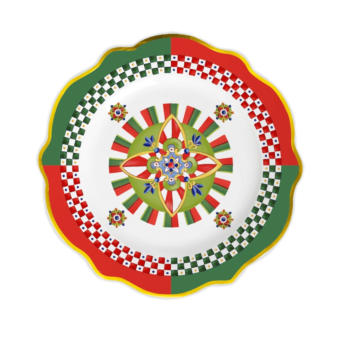 Baci Milano Dolce Vita Kırmızı Yeşil Desenli Yemek Tabağı 27 Cm