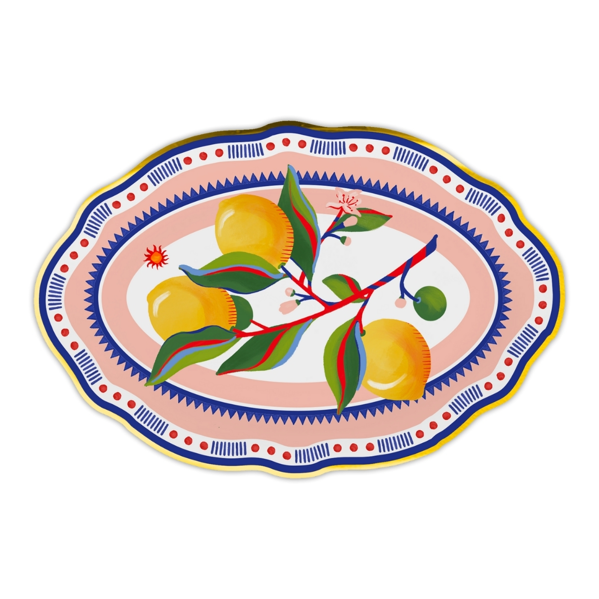Baci Milano Dolce Vita Limon Desenli Oval Servis Tabağı 30x21 Cm