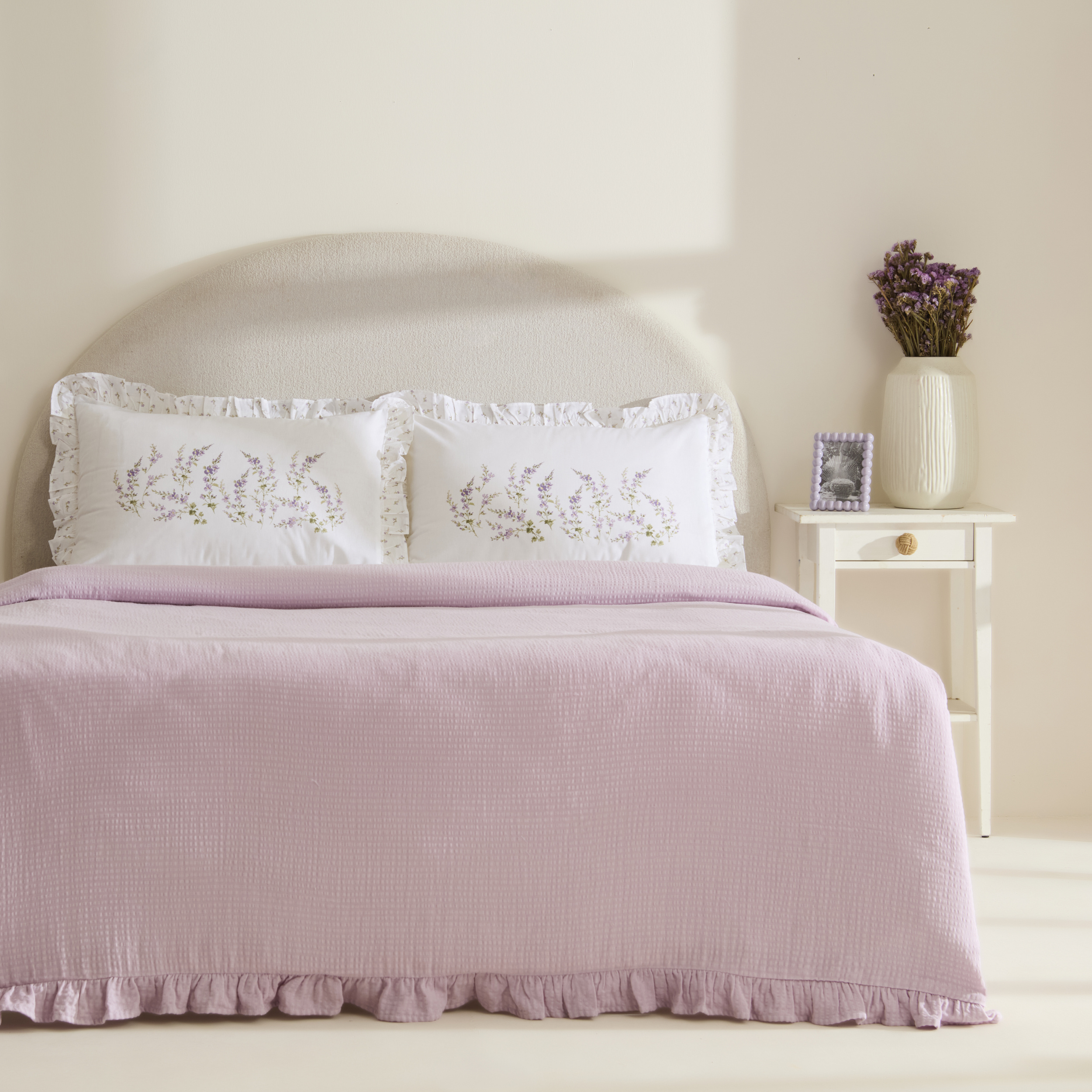 Karaca Home Luka %100 Pamuk Fırfırlı Müslin Çift Kişilik Nevresim Takımı Lila