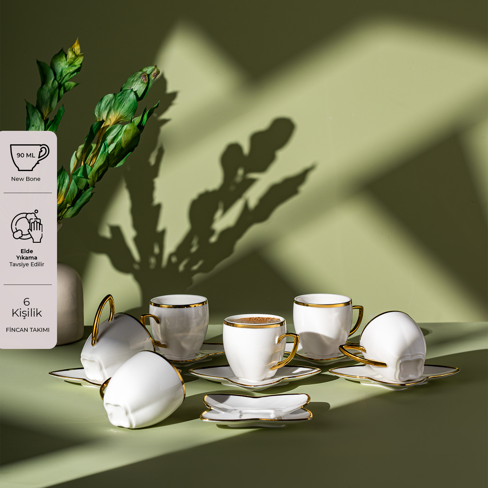 Emsan Kardelen 6'lı Kahve Fincan Takımı Gold 90 ml
