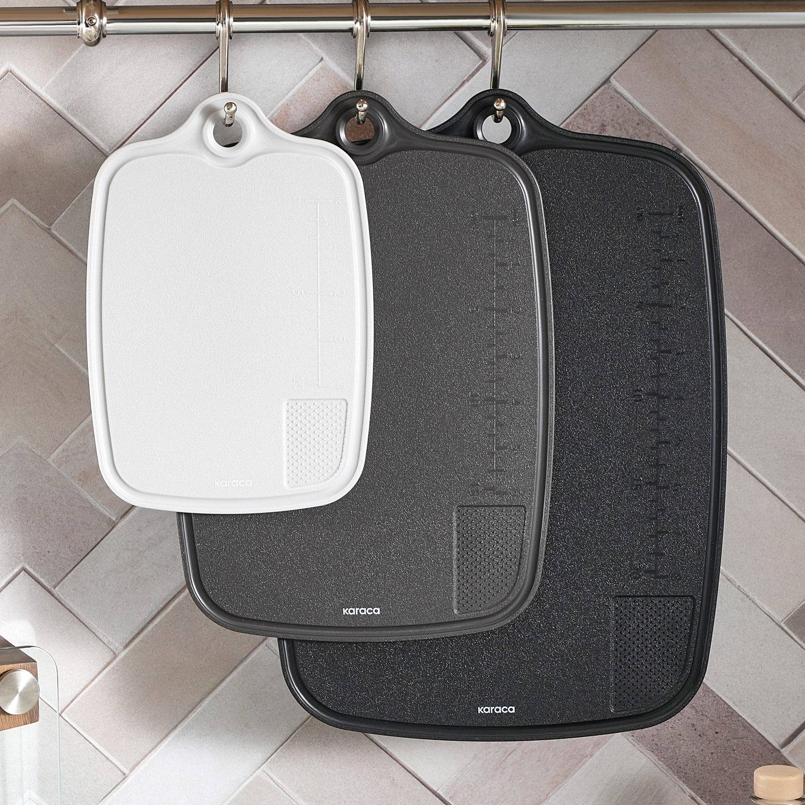 Karaca Triocut 3'lü Kesme Tahtası Gri