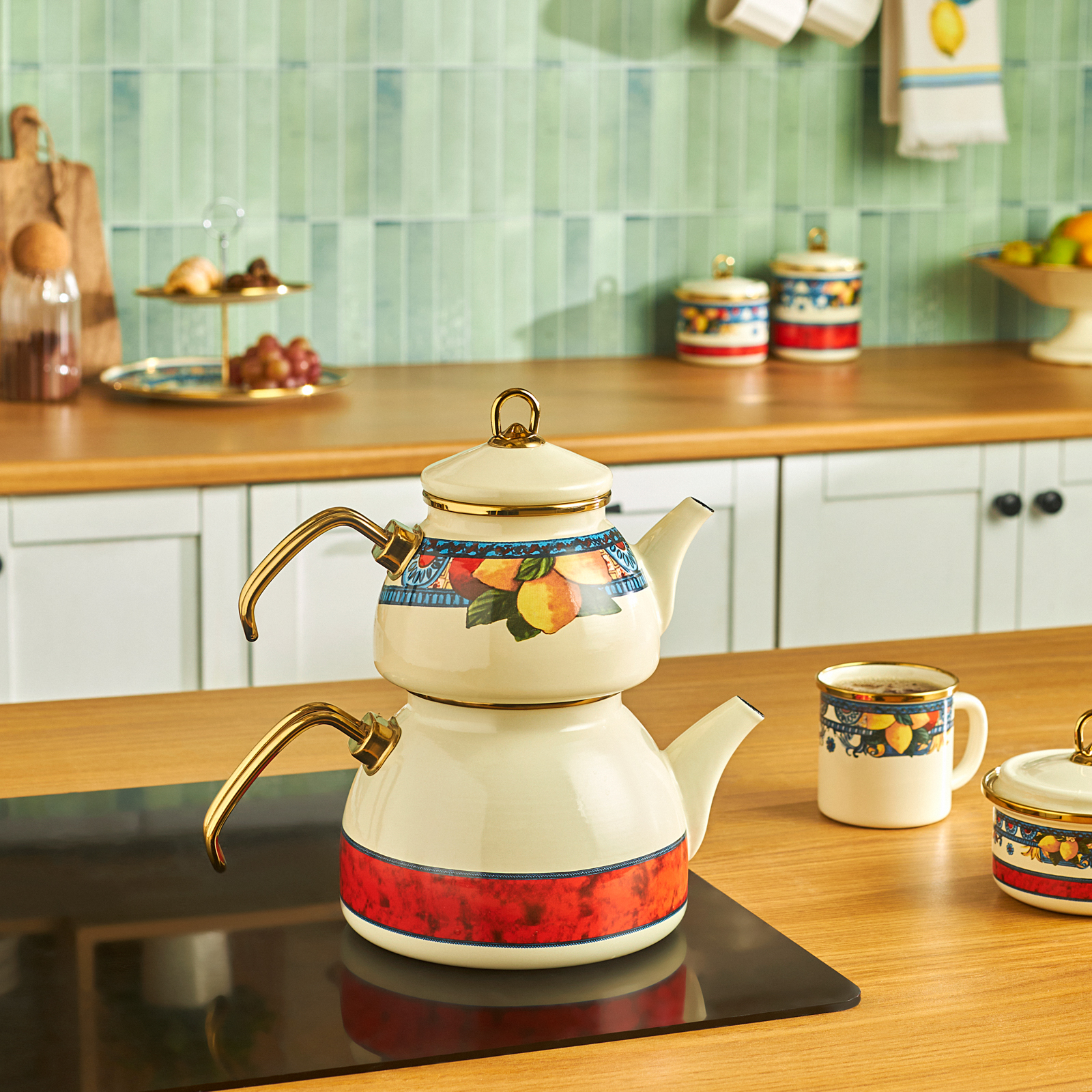 Karaca Amalfi Emaye Çaydanlık Takımı