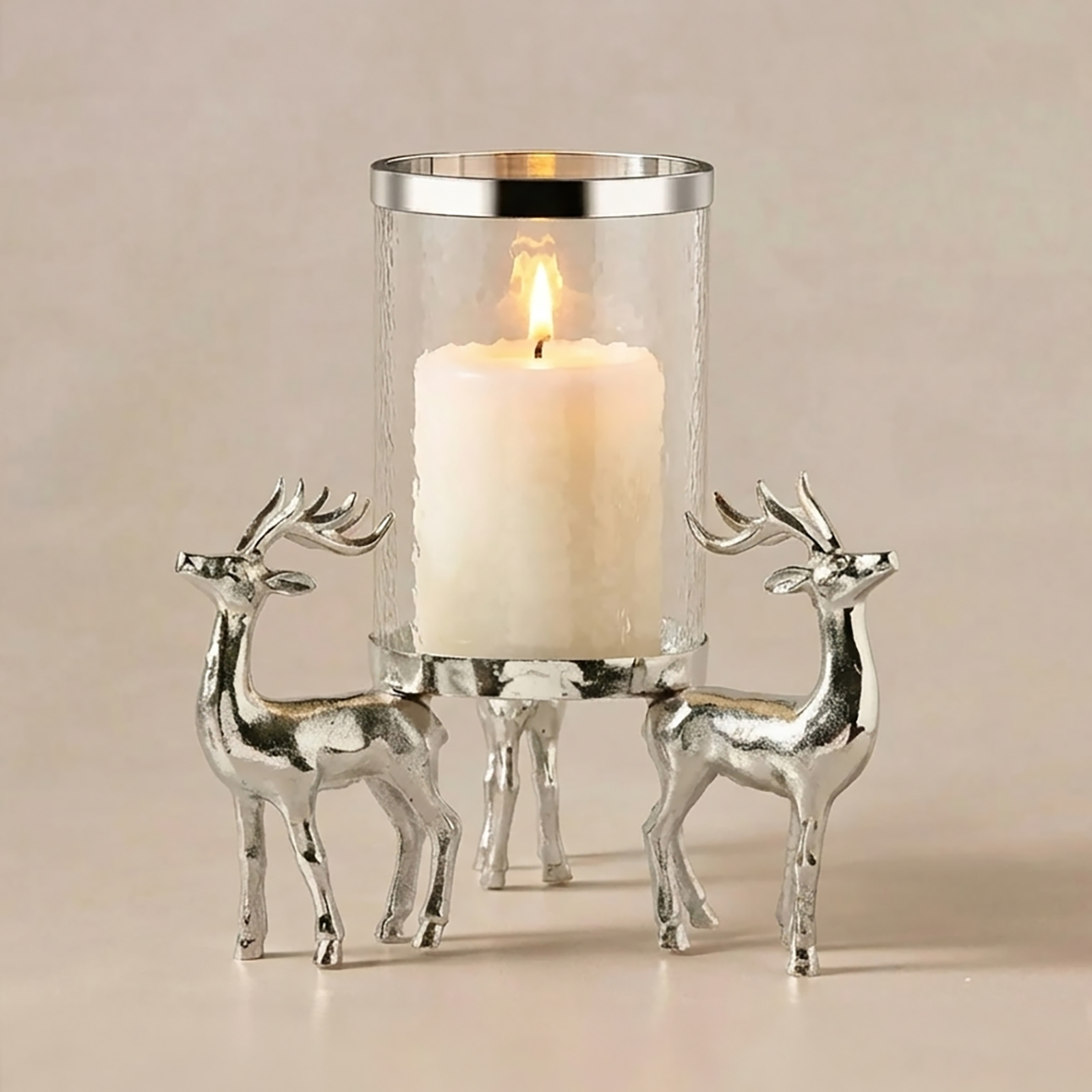 Karaca Home New Year Yılbaşı Geyikli Roe Dekoratif Mumluk 16x38,75 cm