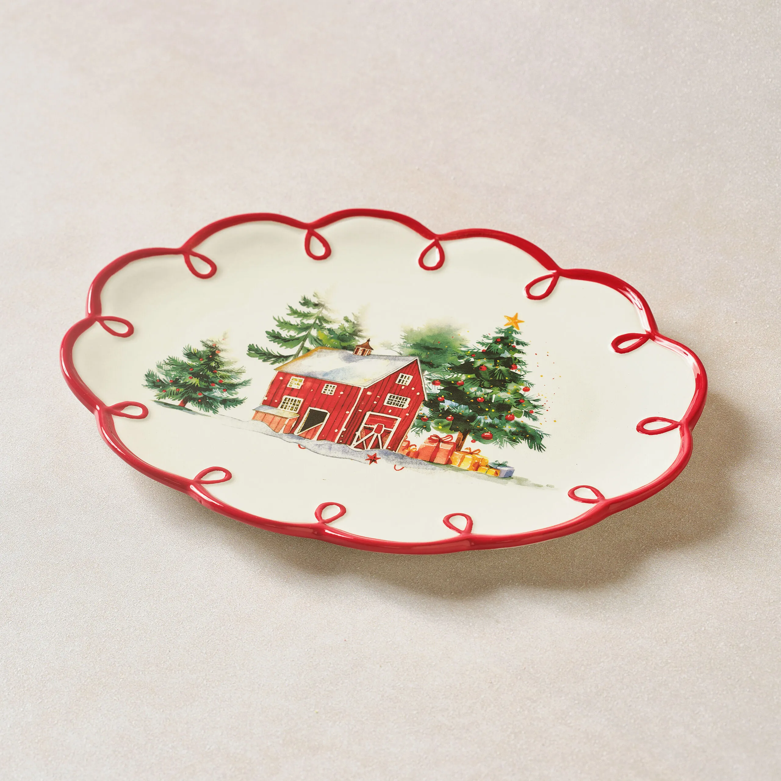 Karaca New Year Yılbaşı Cottage Kayık tabak 25,5 cm