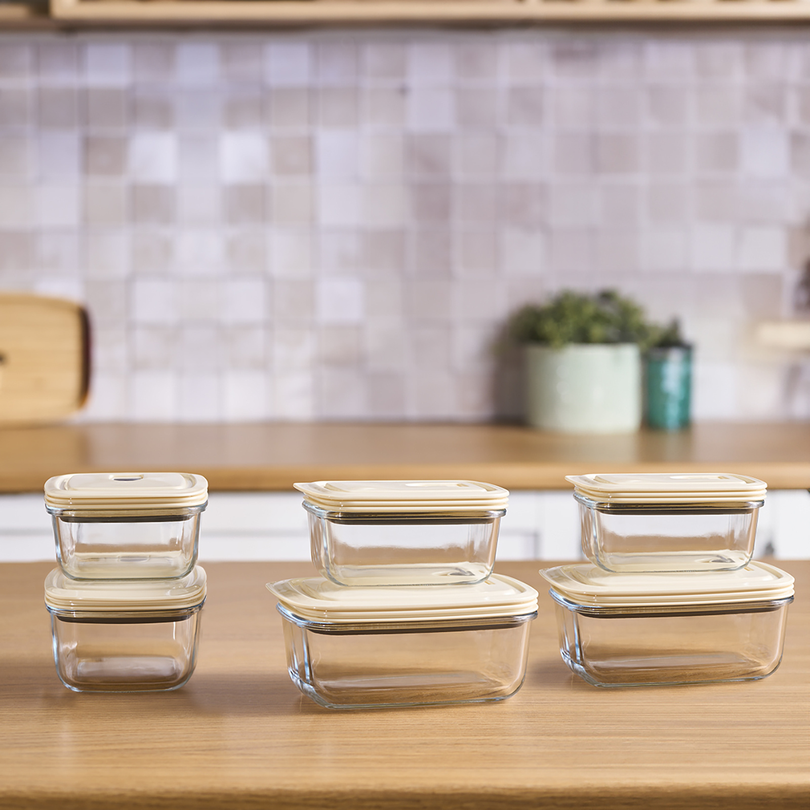 Karaca Cream 6'lı Şeffaf Saklama Kabı Set