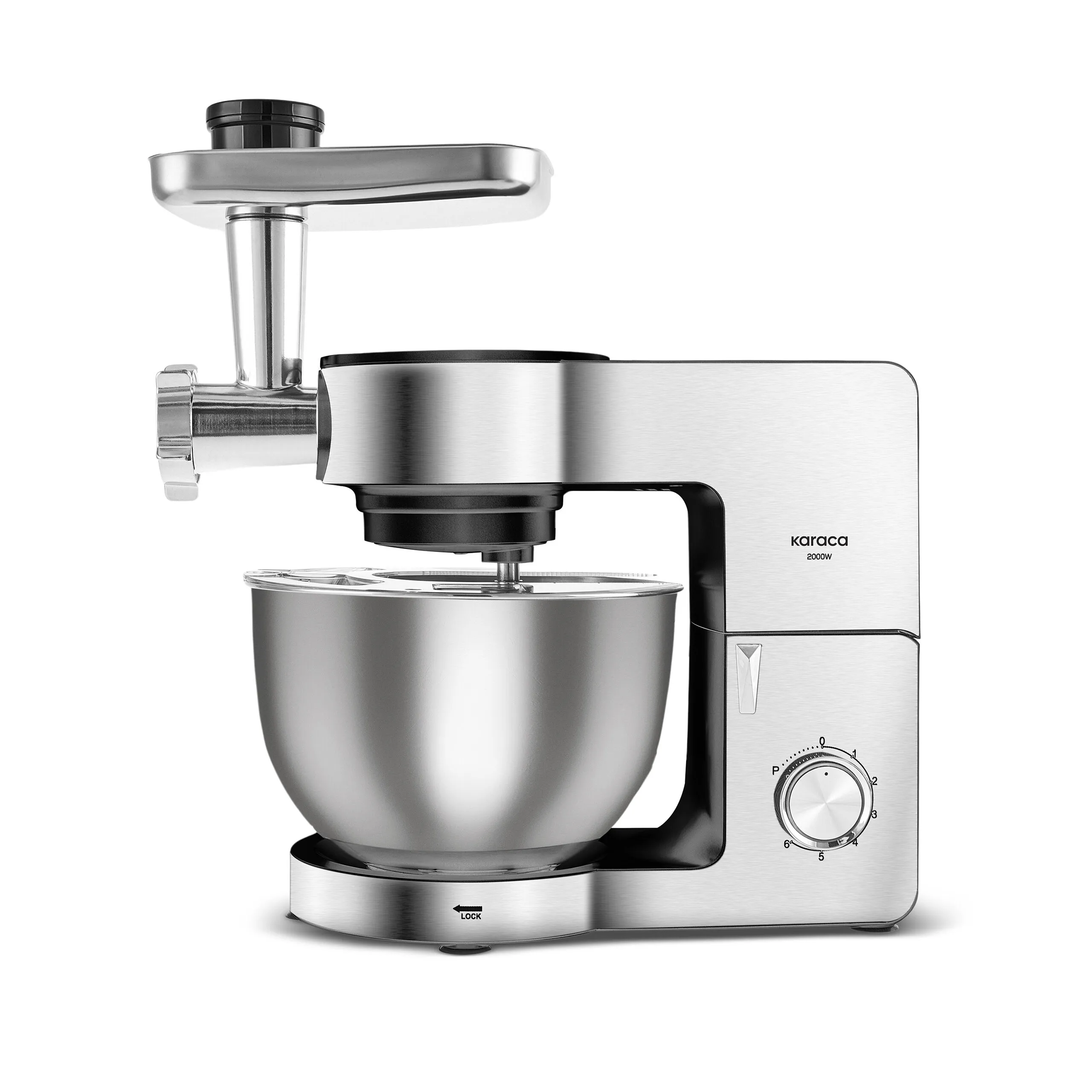 Karaca Multichef Ultra Inox Kıyma Çekme/Sucuk-Sosis/İçli Köfte Aparatlı Hamur Yoğurma Makinesi 2000W 8L