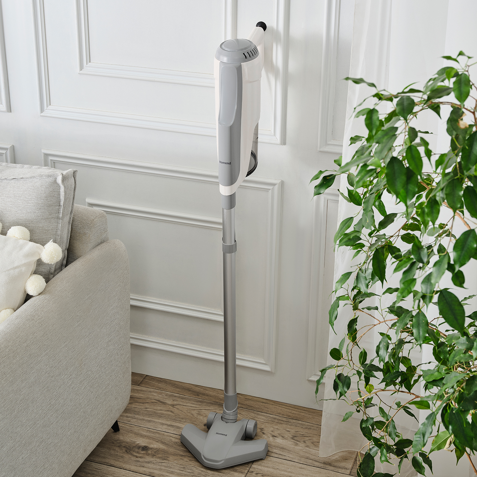 Homend Dustroyer 1272H 2 in 1 Metal Borulu Kablolu Dikey Süpürge Beyaz Gri