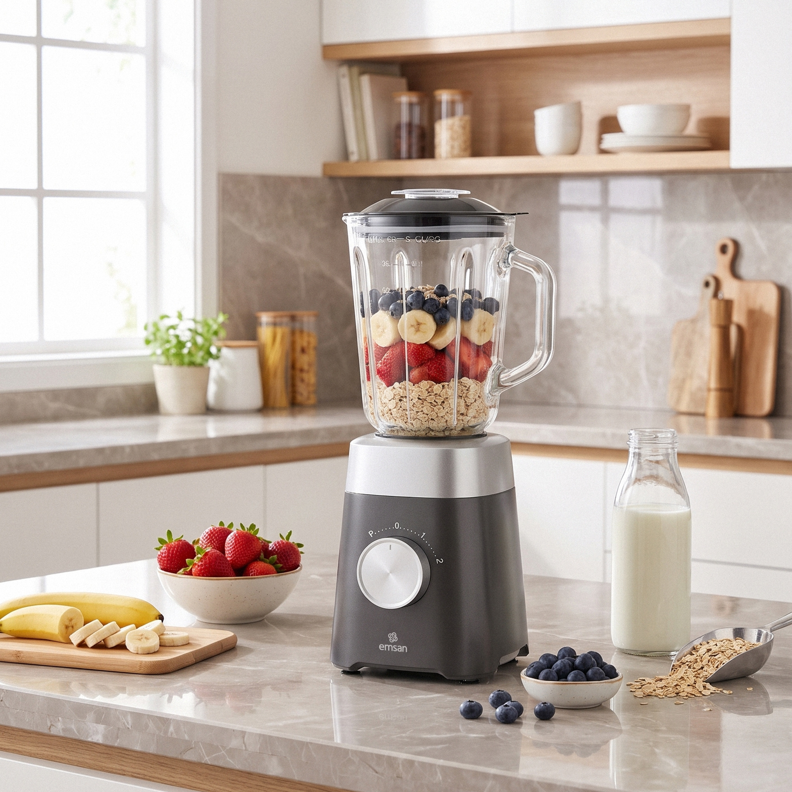 Emsan Multiblend Smoothie Blender Grey 1000W