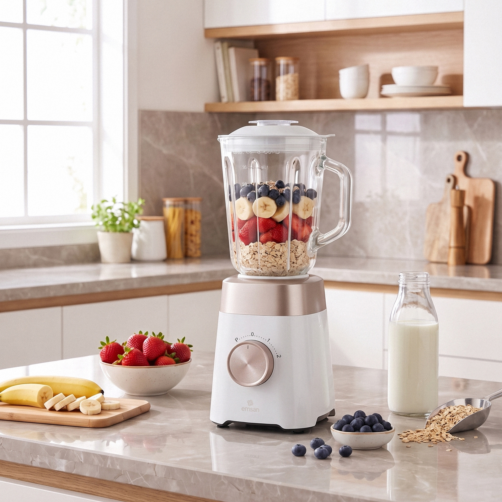 Emsan Multiblend Smoothie Blender Cream 1000W