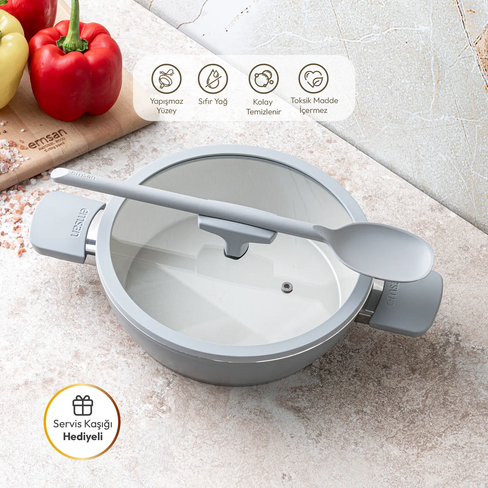 Emsan Swiss Cyrstal RS Karnıyarık Tenceresi Gri 26 cm