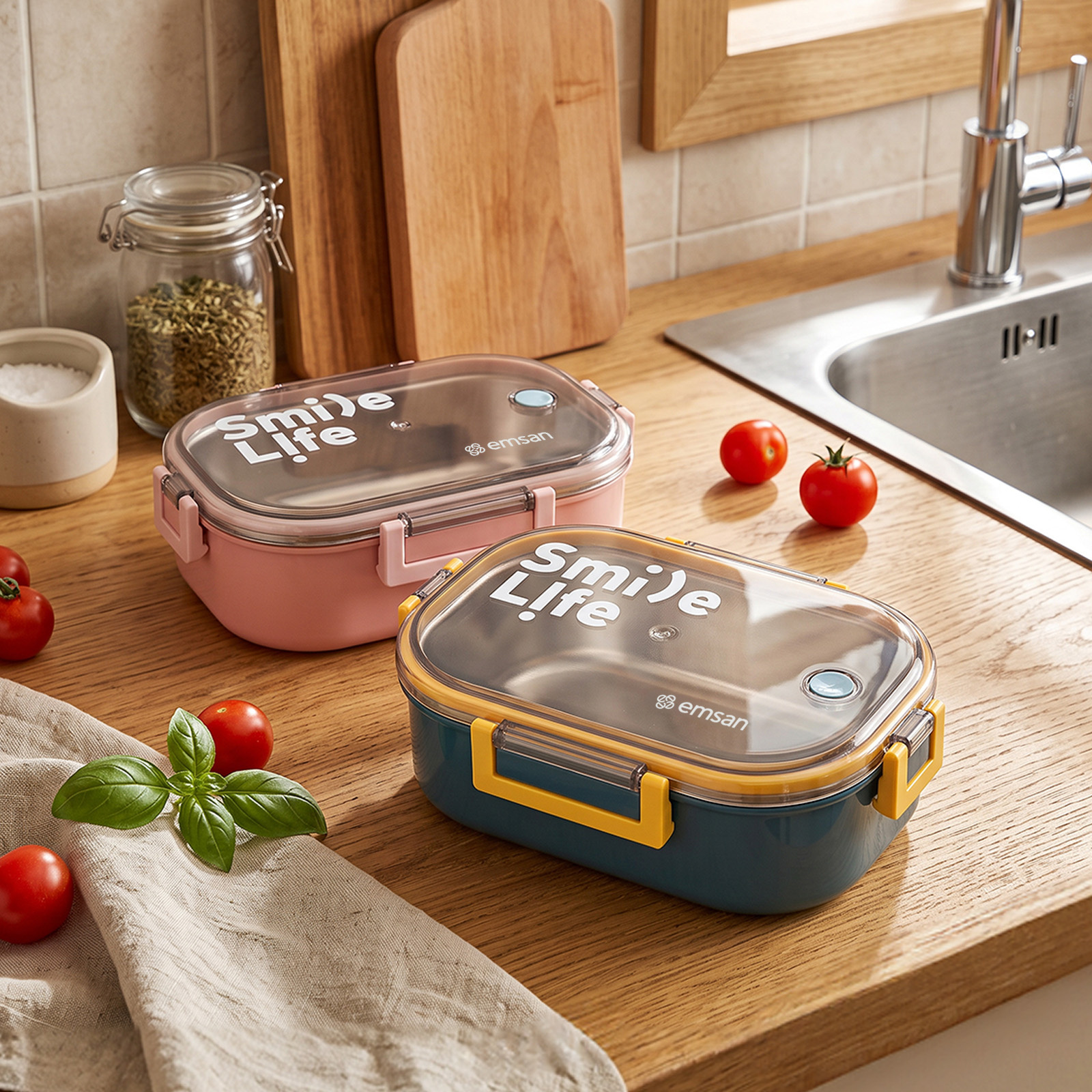 Emsan Smile Life Lunch Box Pembe