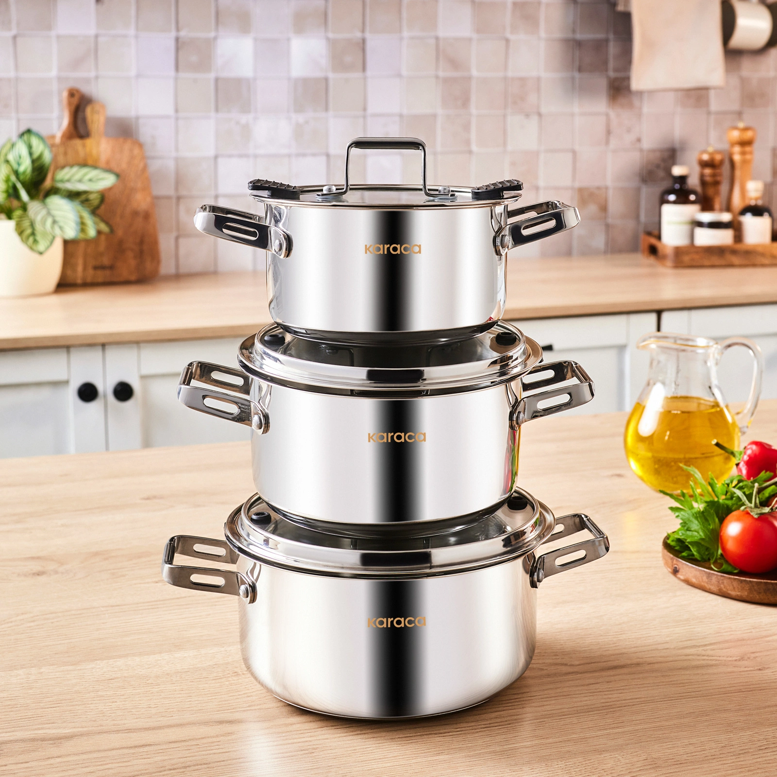 Karaca Powersteel 316+ Alberta İndüksiyon Tabanlı 6 Parça Çelik Tencere Seti