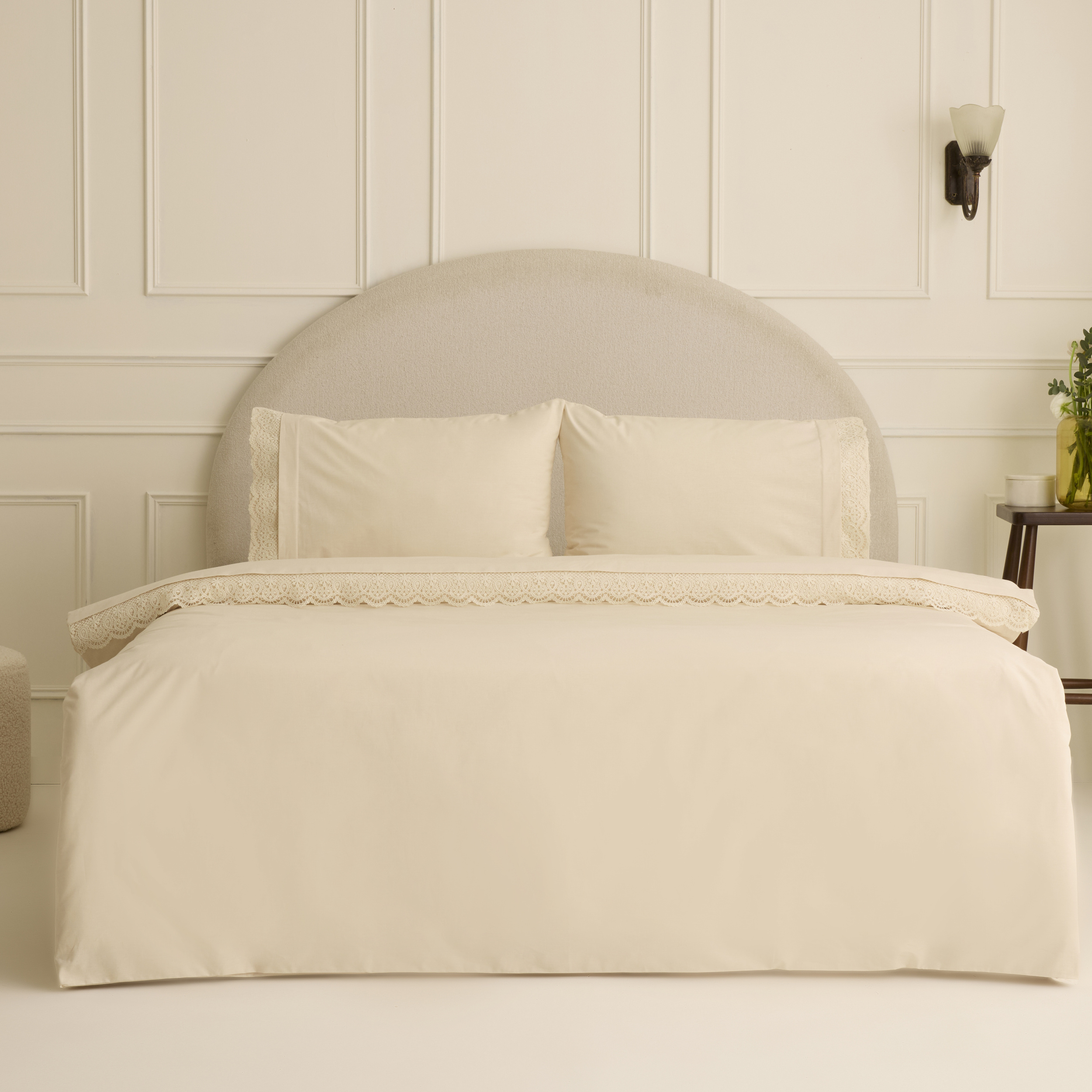 Karaca Home Velisse Dantelli Çift Kişilik Nevresim Takımı Bej